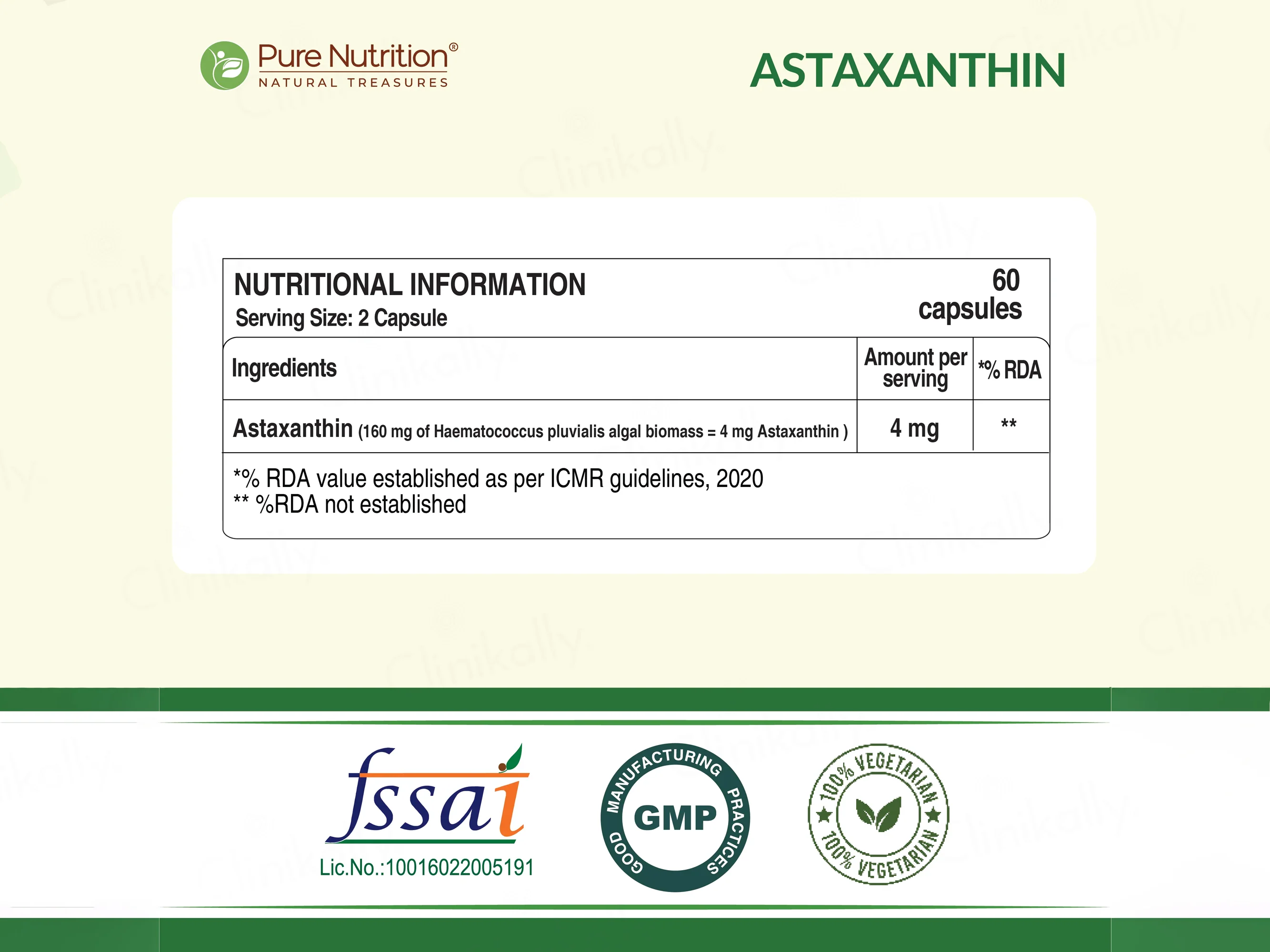 Pure Nutrition Naturally Sourced Astaxanthin 4mg Veg Capsule - Image 7
