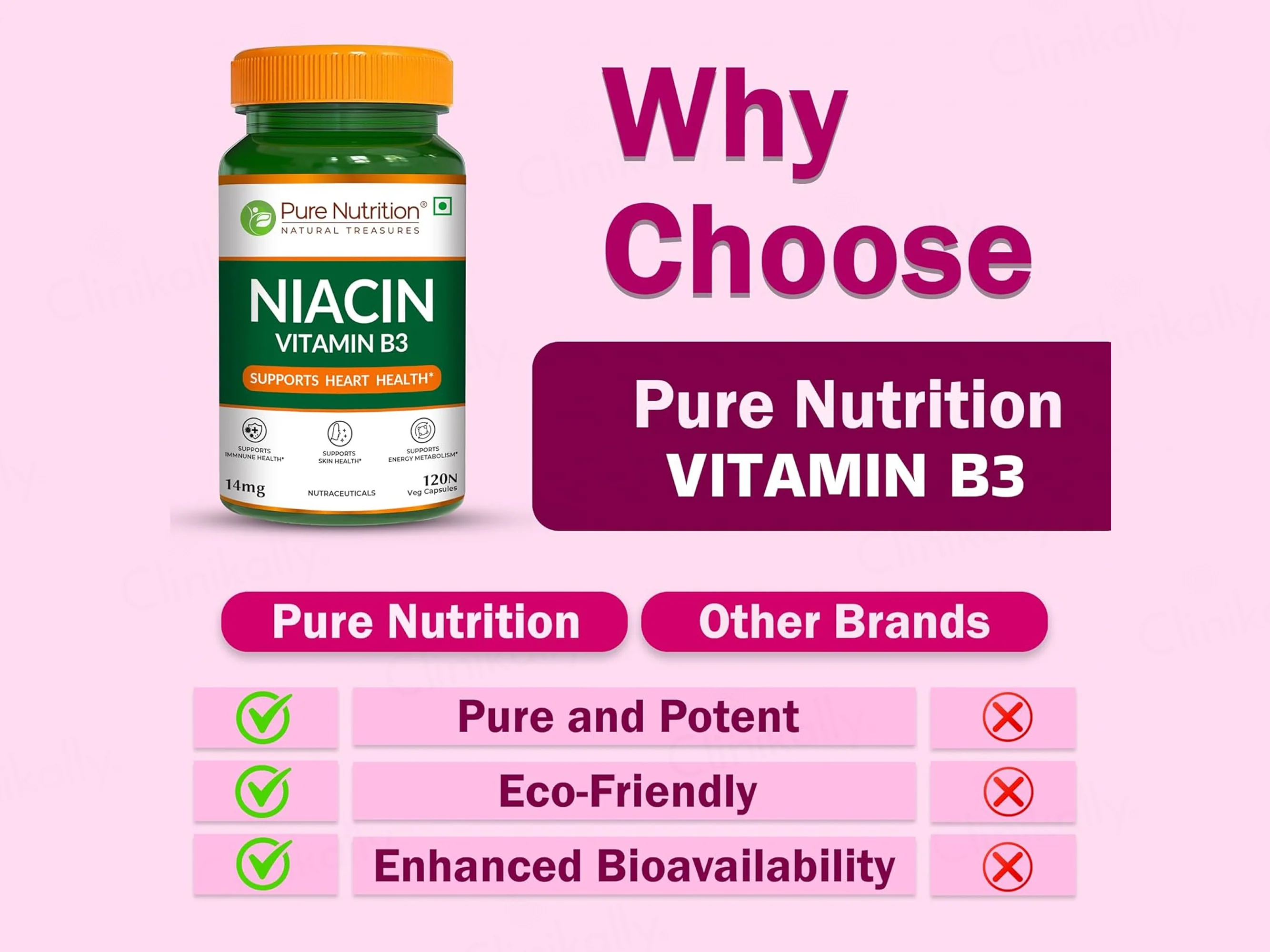 Pure Nutrition Niacin Vitamin B3 14mg Veg Capsule - Image 4