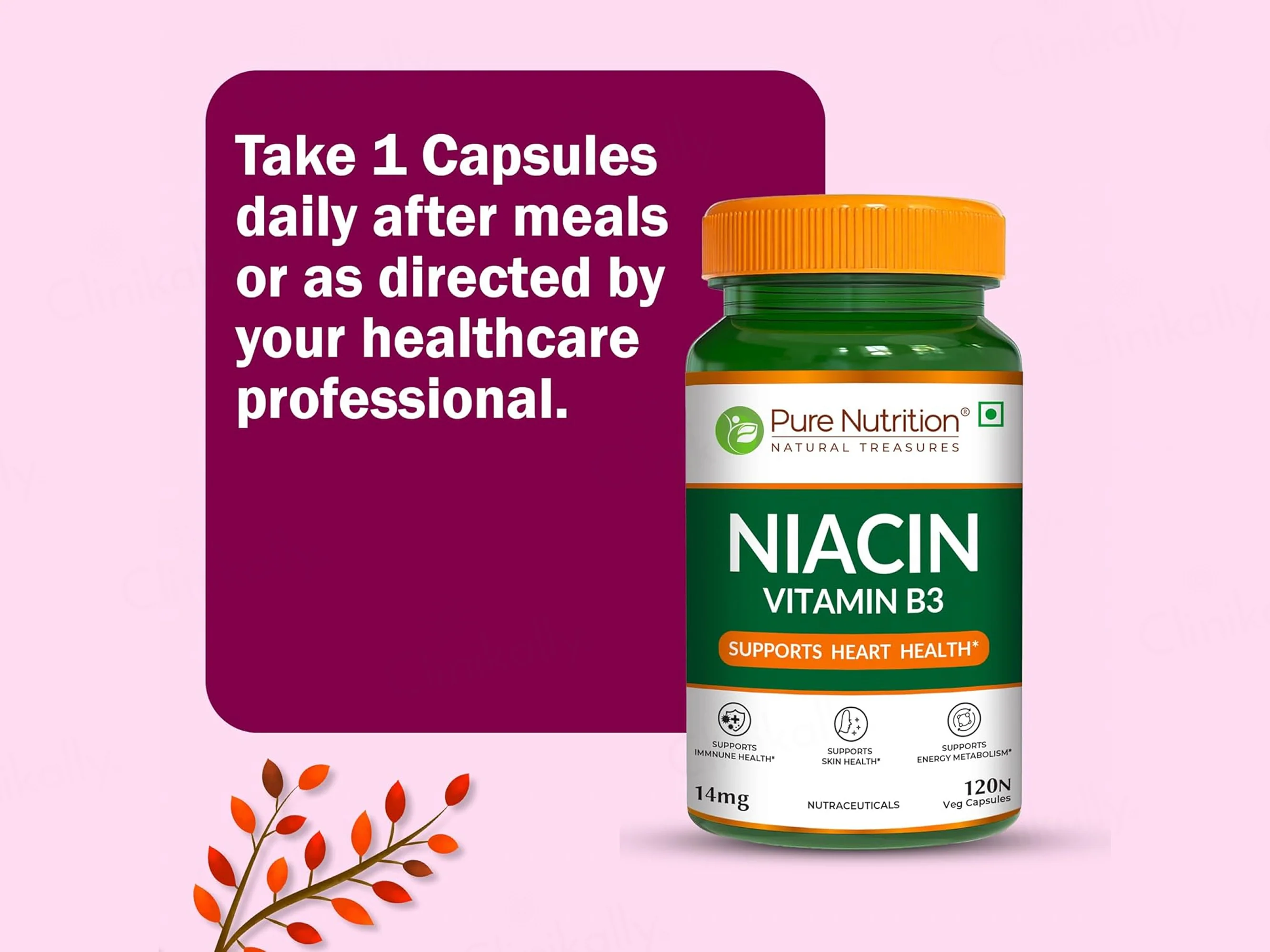 Pure Nutrition Niacin Vitamin B3 14mg Veg Capsule - Image 5