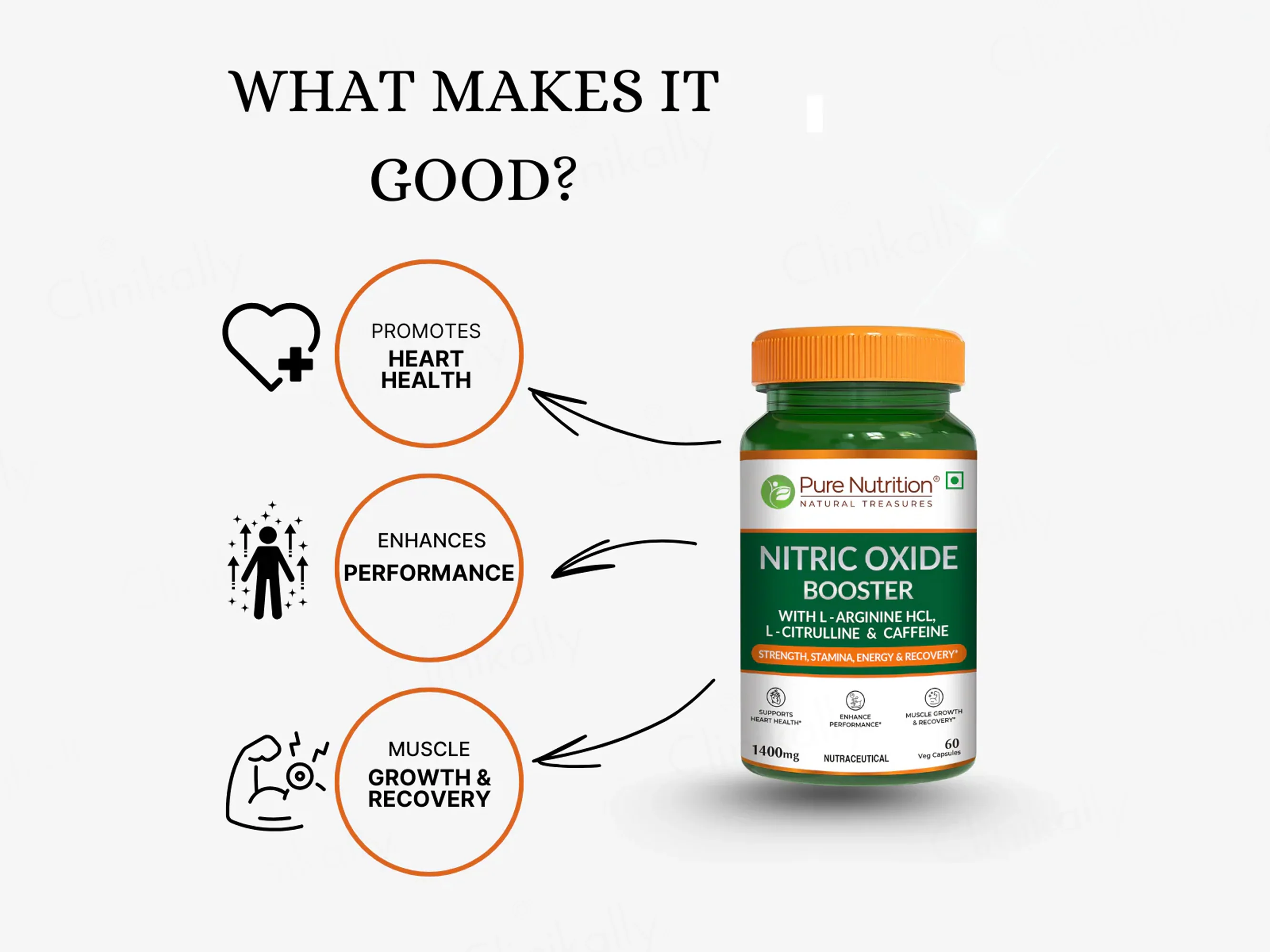 Pure Nutrition Nitric Oxide Booster 1400mg Veg Capsule - Image 2