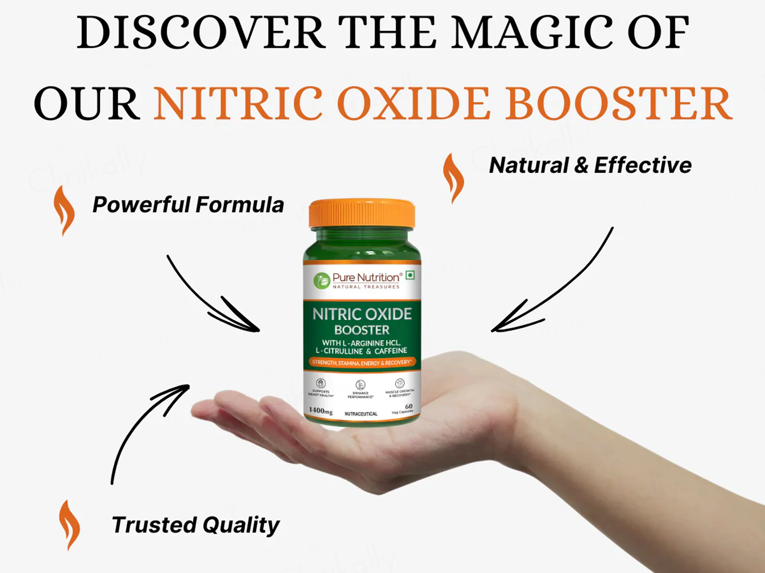 Pure Nutrition Nitric Oxide Booster 1400mg Veg Capsule - Image 6