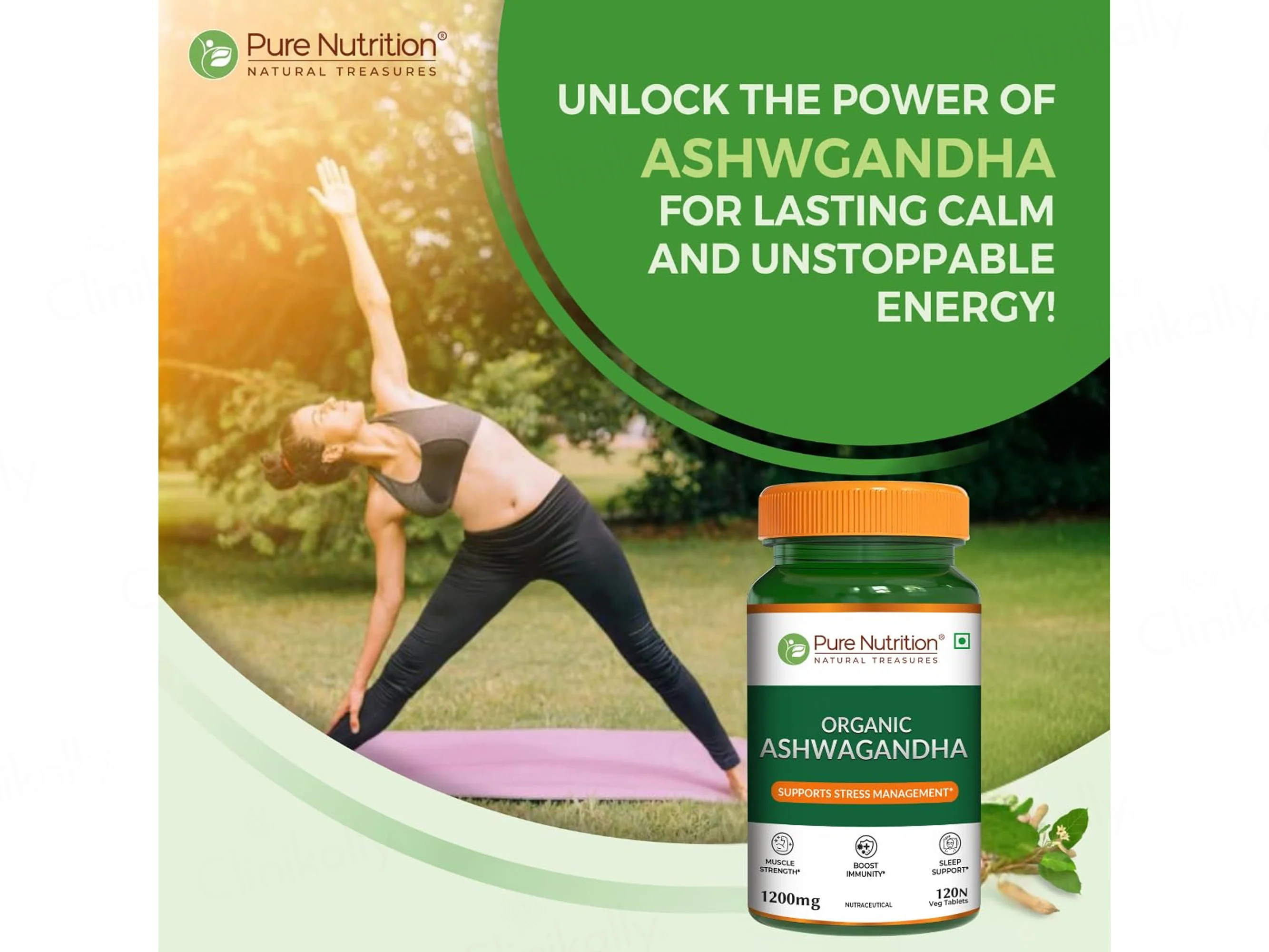 Pure Nutrition Organic Ashwagandha 1200mg Veg Tablet - Image 6
