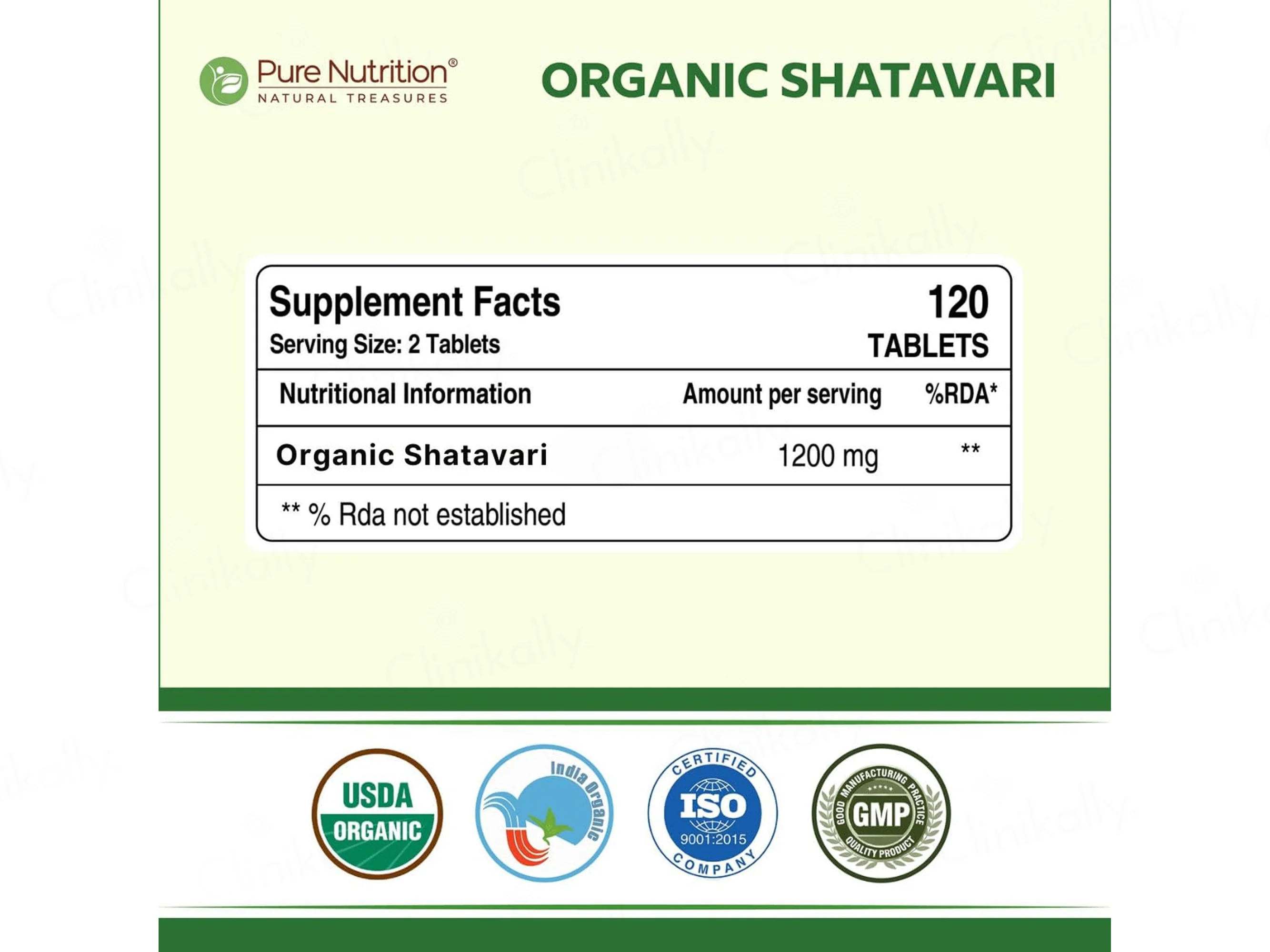 Pure Nutrition Organic Shatavari 1200mg Veg Tablet - Image 2