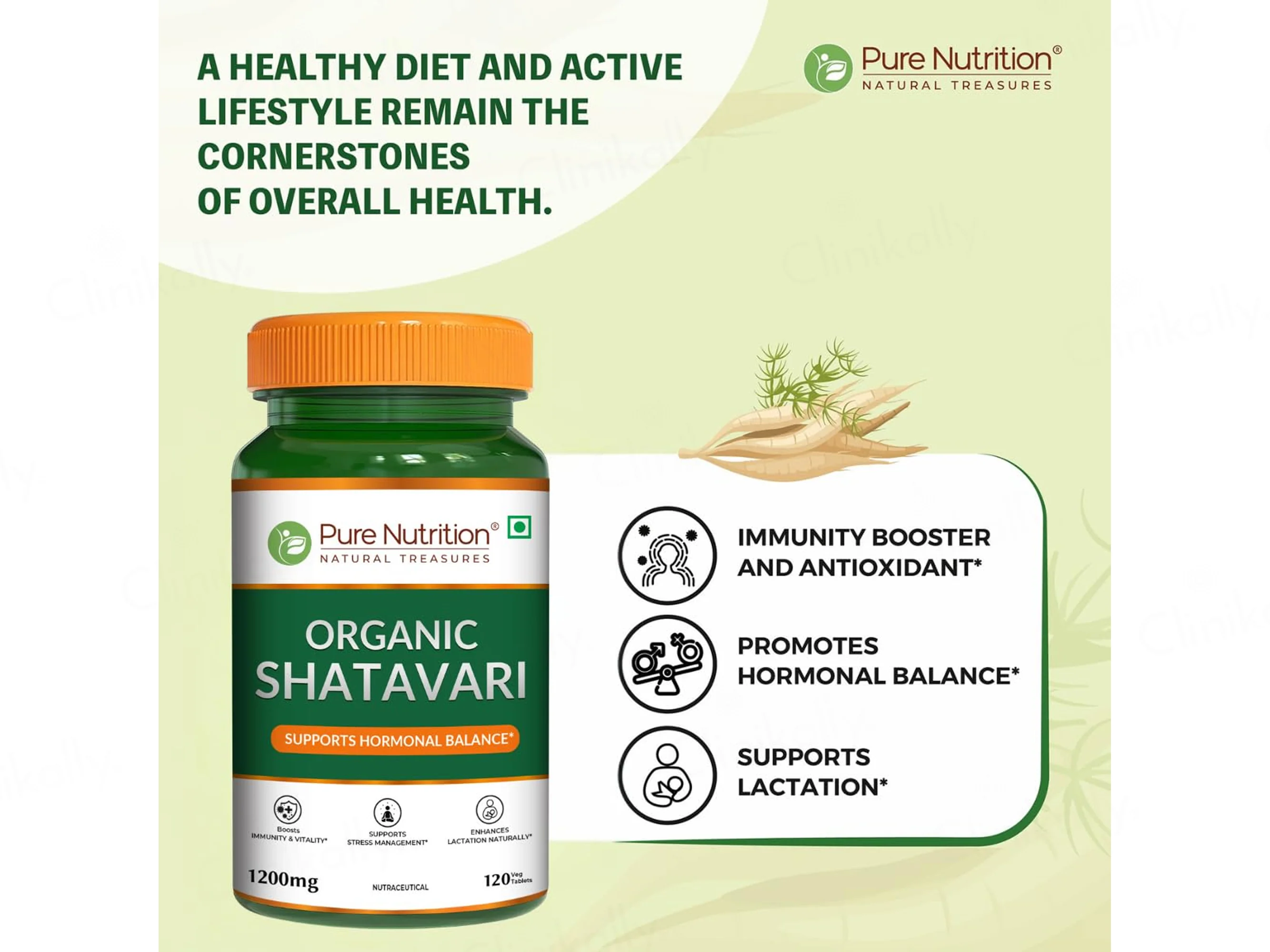 Pure Nutrition Organic Shatavari 1200mg Veg Tablet - Image 3
