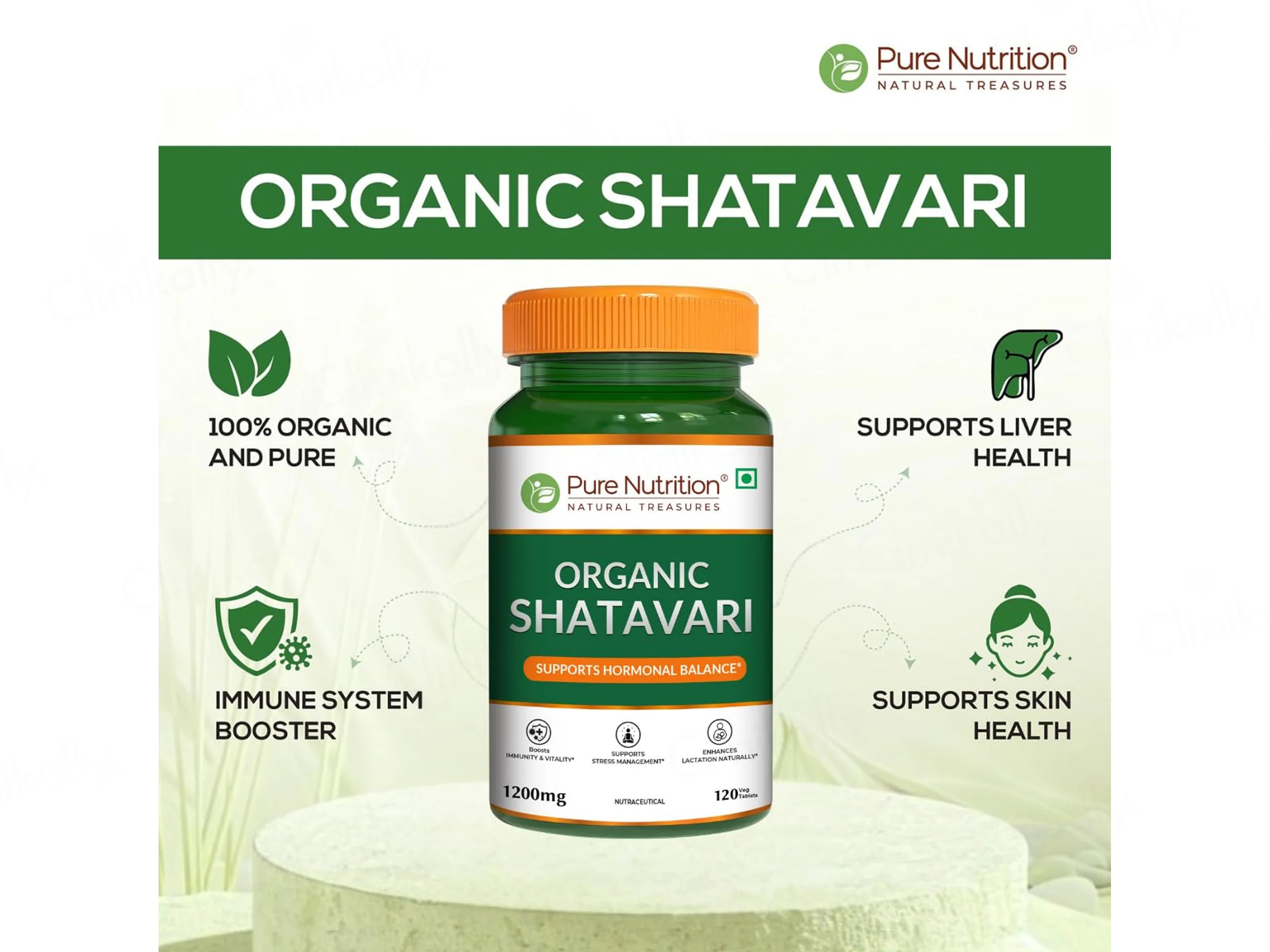 Pure Nutrition Organic Shatavari 1200mg Veg Tablet - Image 4