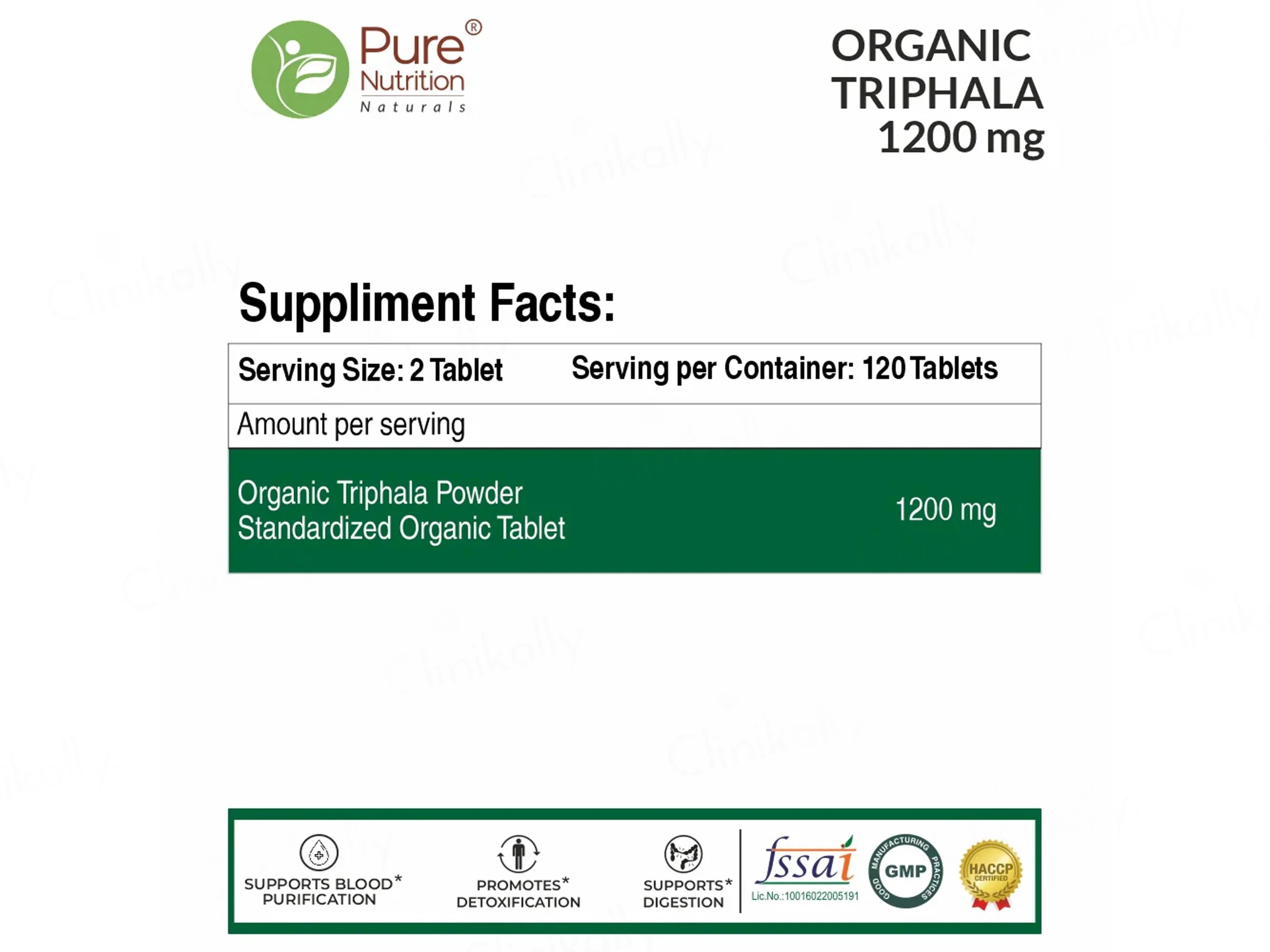 Pure Nutrition Organic Triphala 1200mg Veg Tablet - Image 4