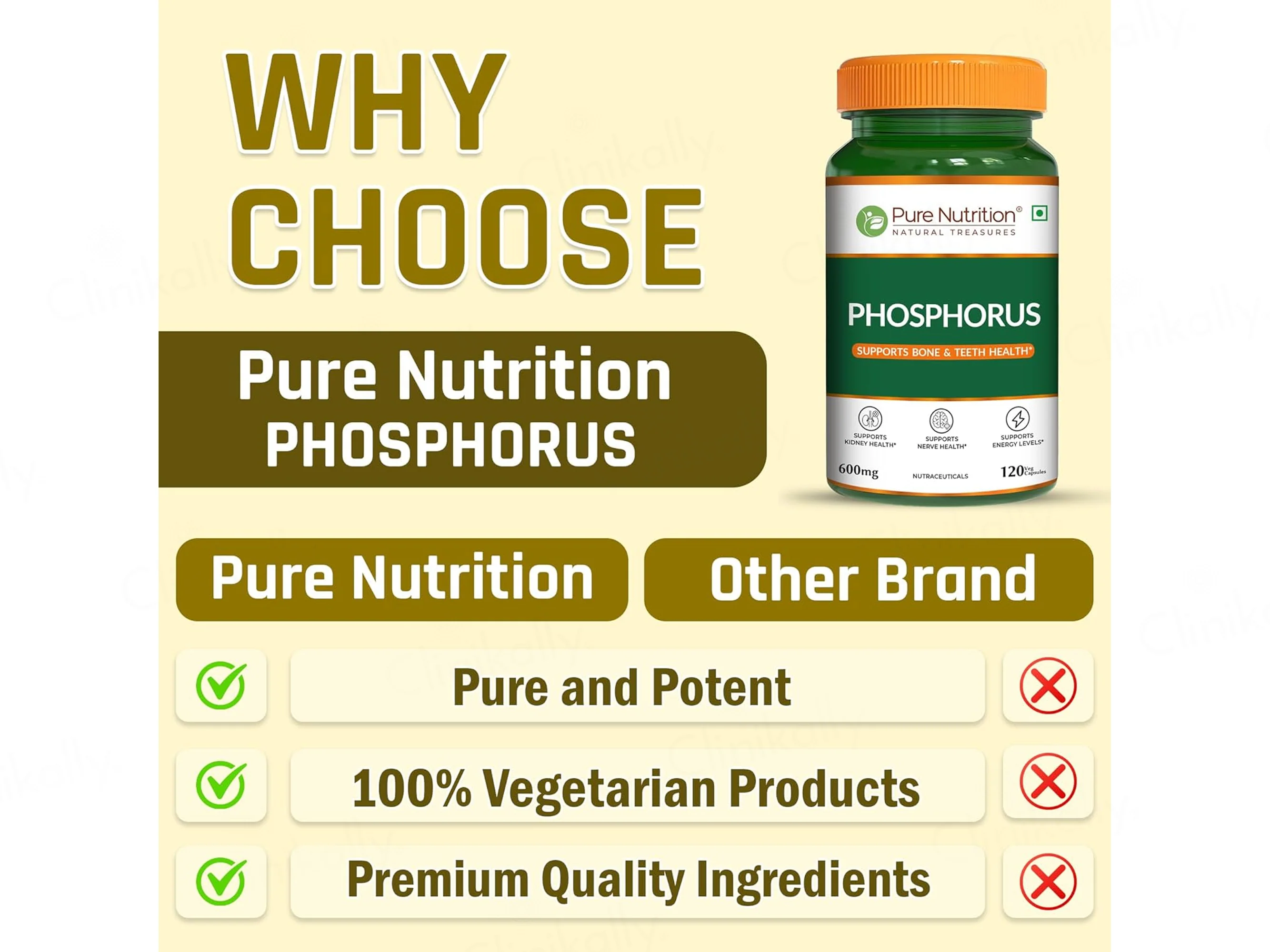 Pure Nutrition Phosphorus 600mg Veg Capsule - Image 5