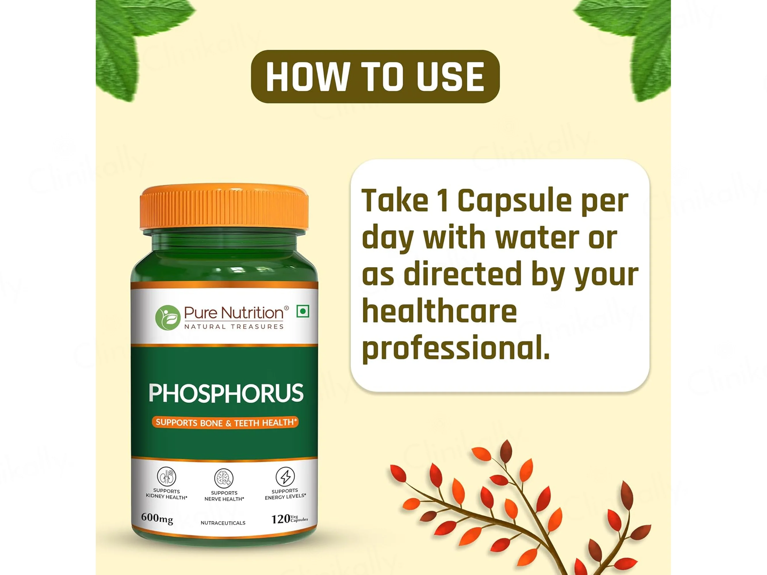 Pure Nutrition Phosphorus 600mg Veg Capsule - Image 6