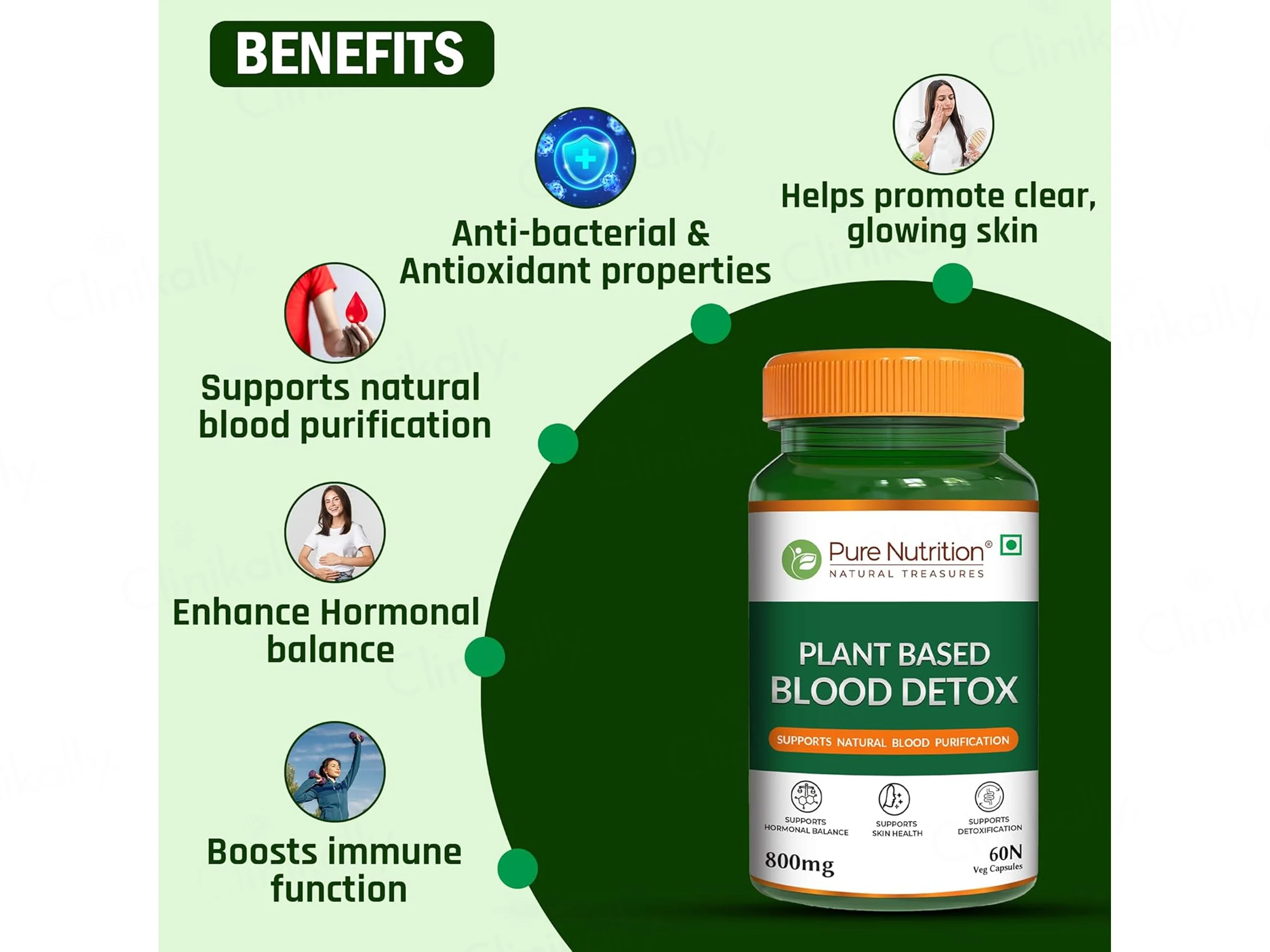 Pure Nutrition Plant Based Blood Detox 800mg Veg Capsule - Image 2