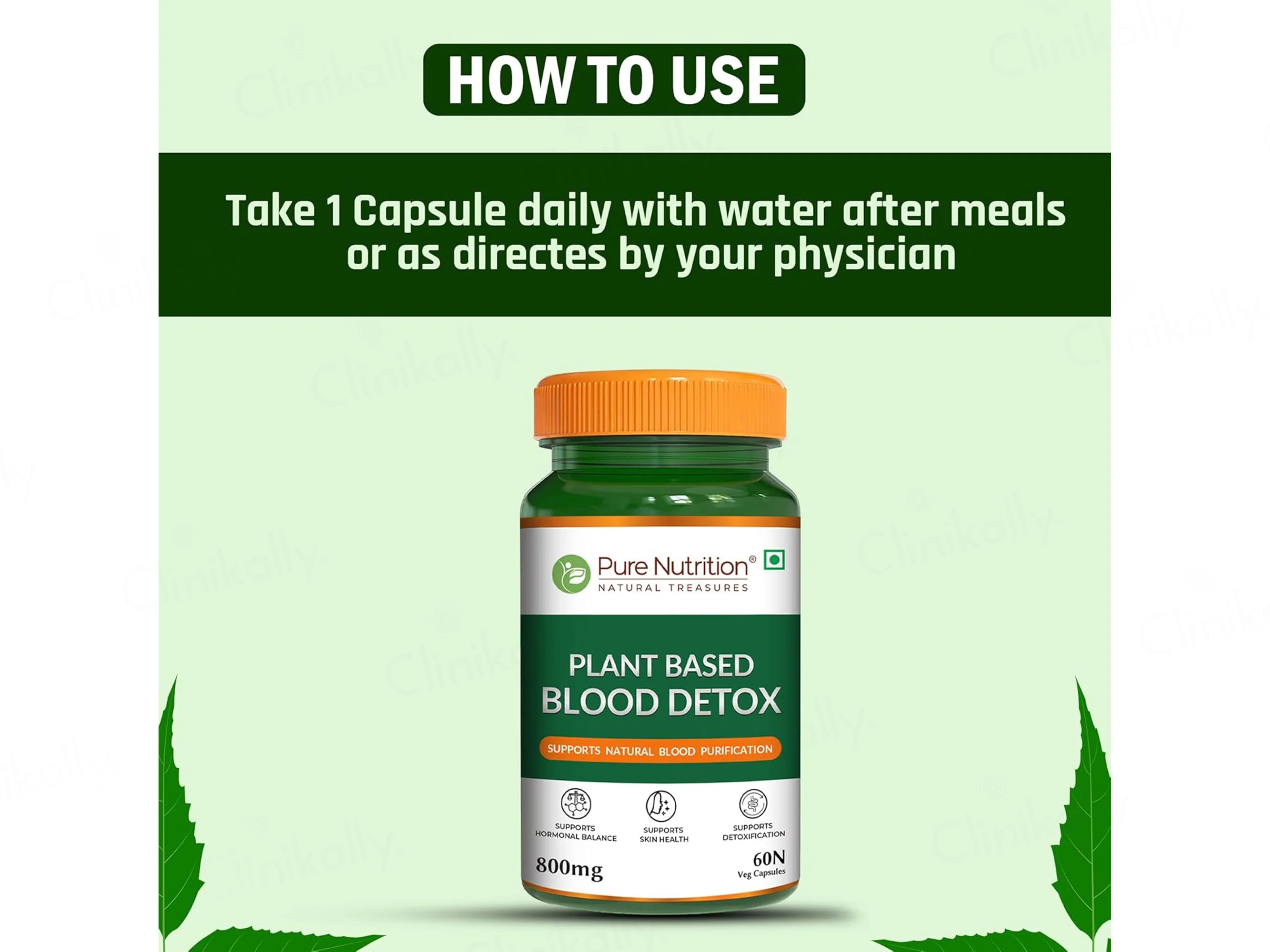 Pure Nutrition Plant Based Blood Detox 800mg Veg Capsule - Image 5