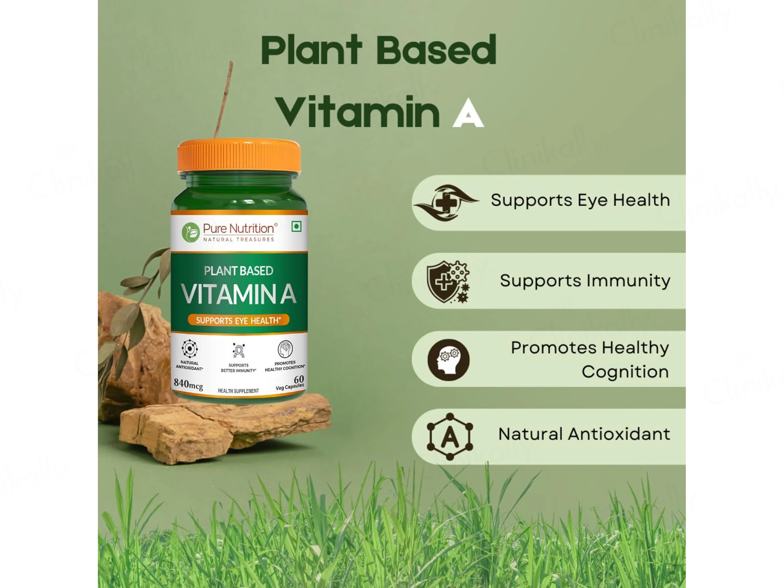 Pure Nutrition Plant Based Vitamin A 840mcg Veg Capsule - Image 3