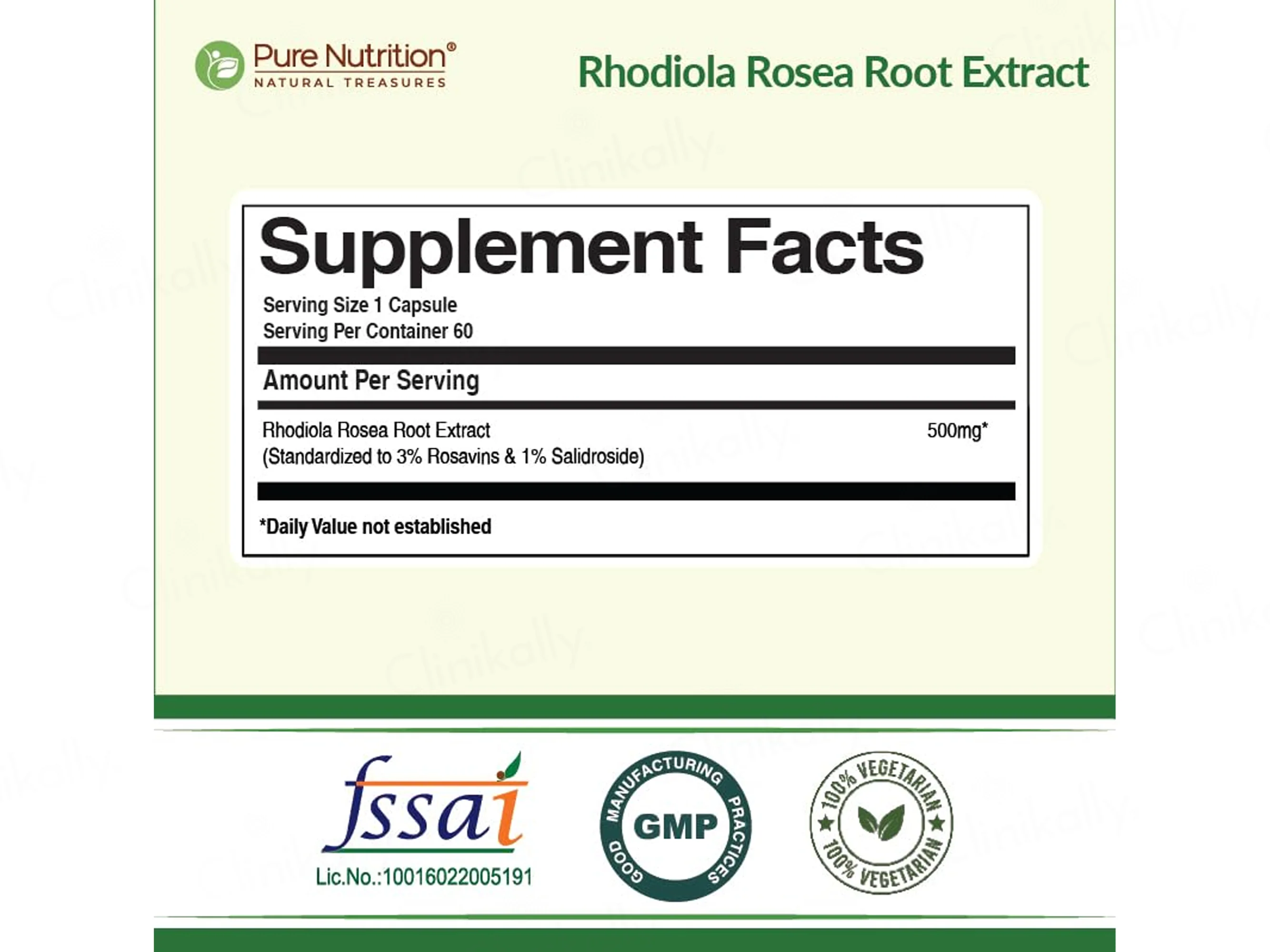 Pure Nutrition Rhodiola Rosea Root Extract Veg Capsule - Image 2