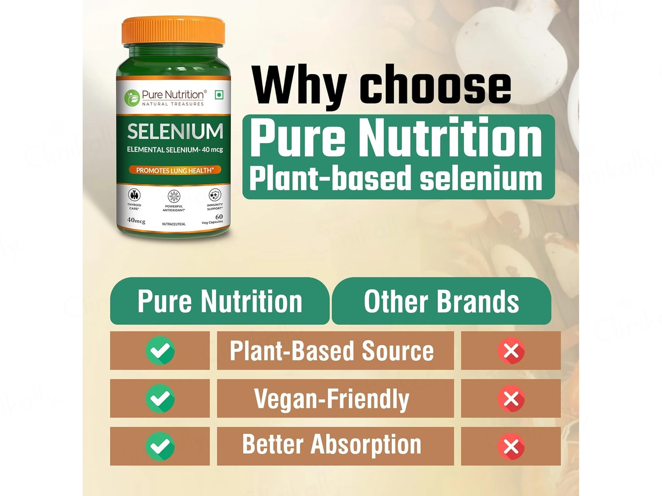 Pure Nutrition Selenium 40mcg Veg Capsule - Image 4