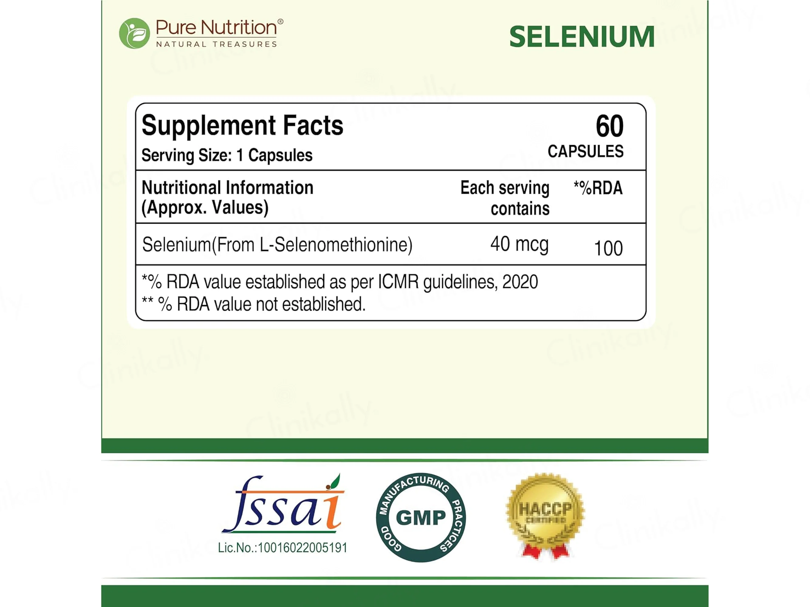 Pure Nutrition Selenium 40mcg Veg Capsule - Image 6