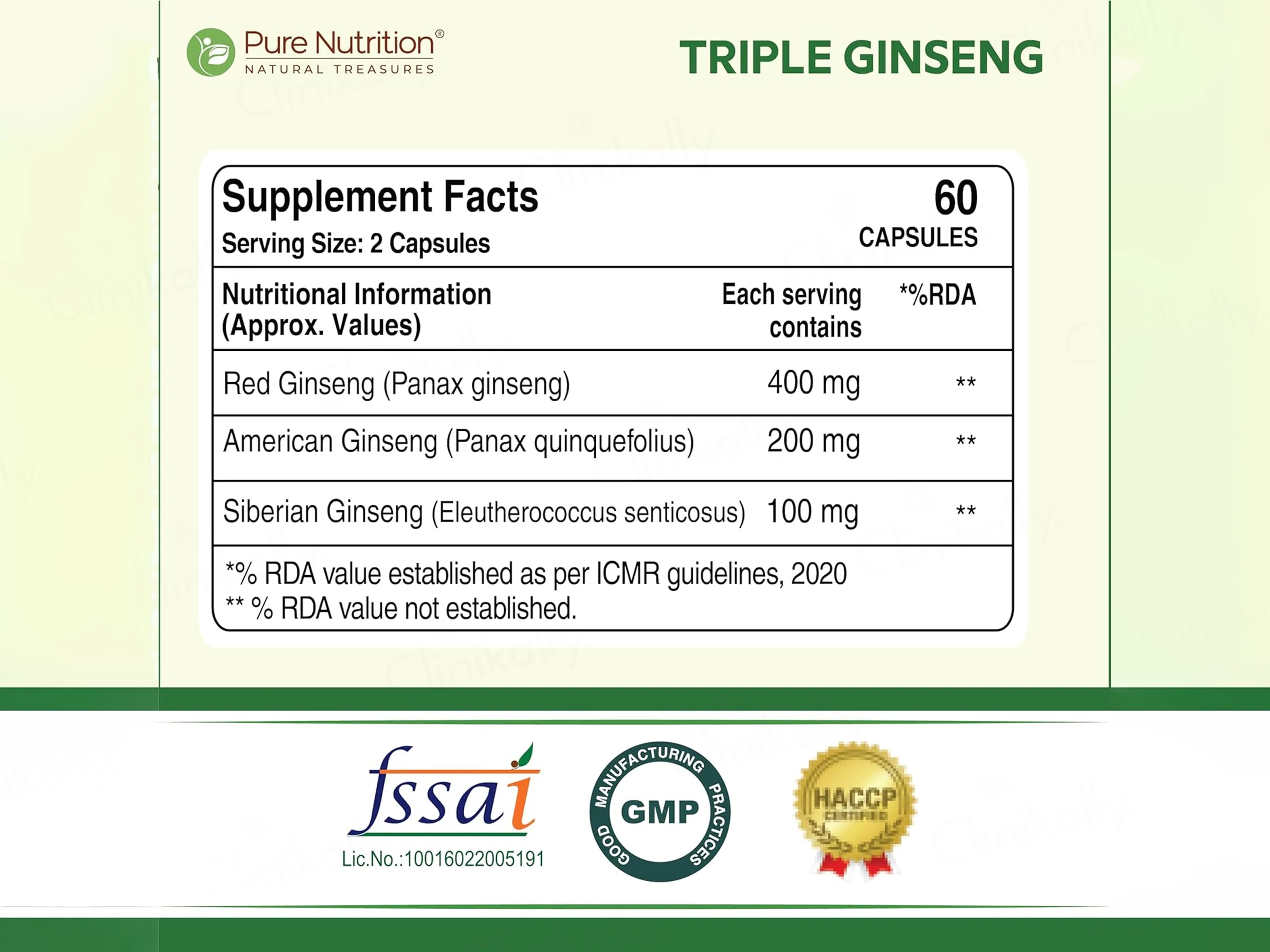 Pure Nutrition Triple Ginseng 700mg Veg Capsule - Image 6