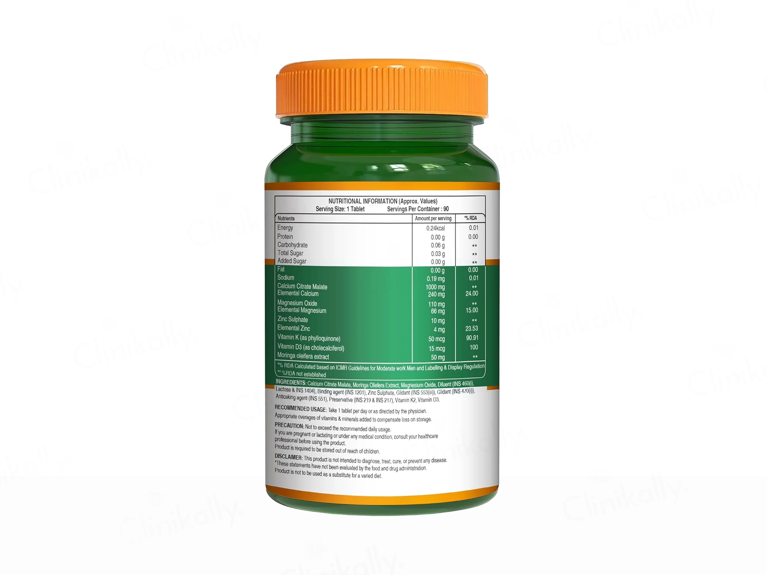 Pure Nutrition Ultra Calcium D3, K2, Zinc & Magnesium Veg Tablet - Image 3