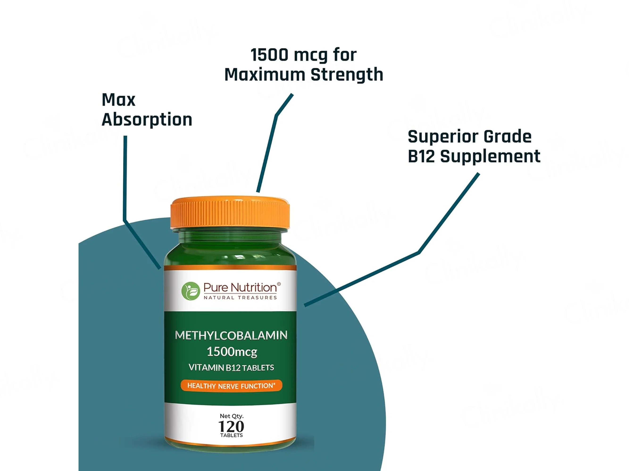 Pure Nutrition Vitamin B12 Methylcobalamin 1500mcg Veg Tablet - Image 6