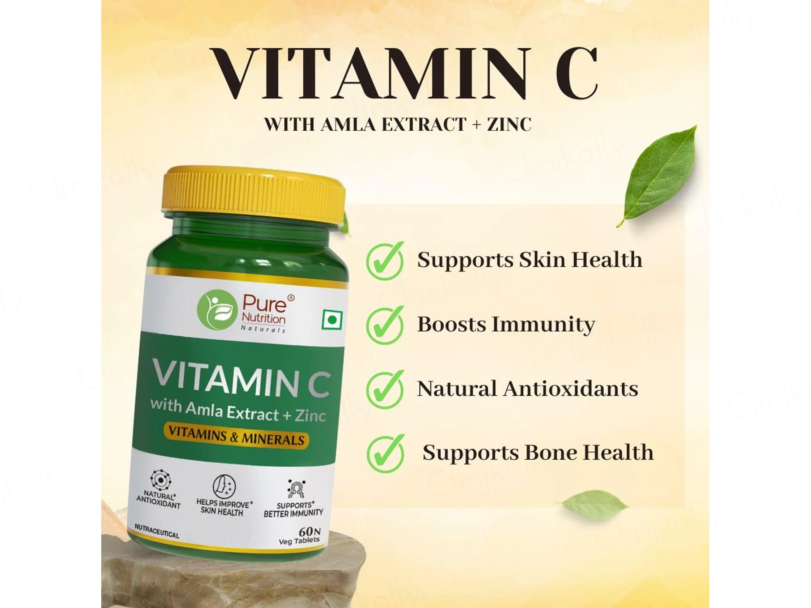 Pure Nutrition Vitamin C With Amla Extract + Zinc Veg Tablet - Image 2