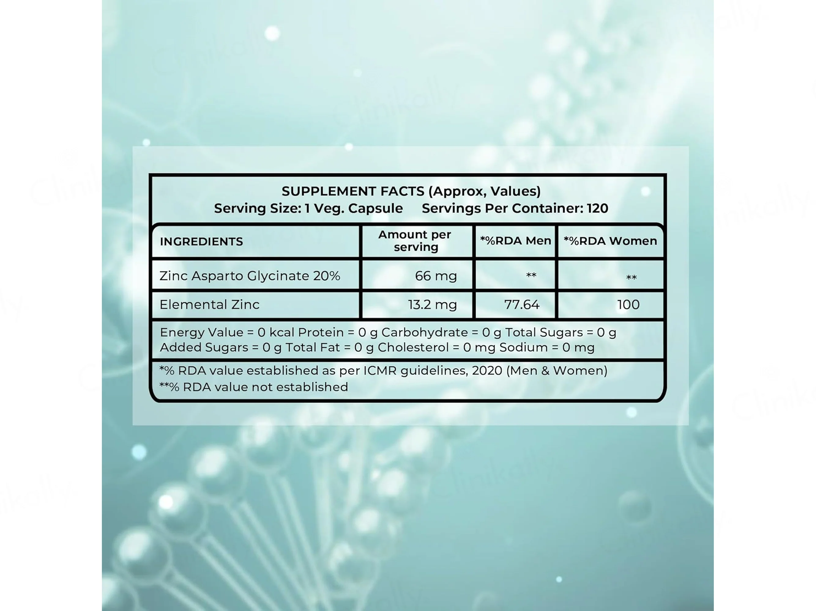 Pure Nutrition Zinc Asparto Glycinate 66mg Veg Capsule - Image 2