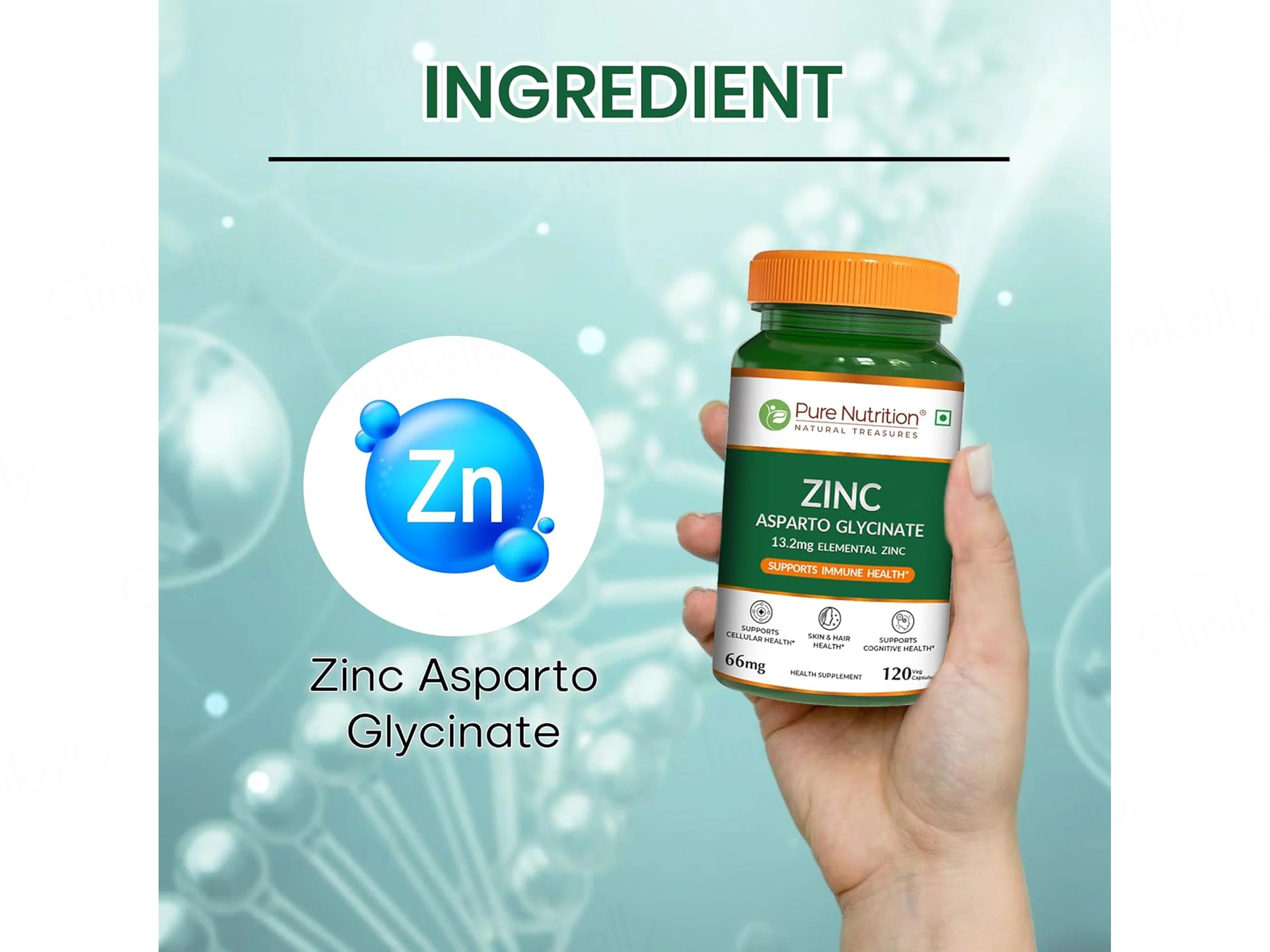 Pure Nutrition Zinc Asparto Glycinate 66mg Veg Capsule - Image 4