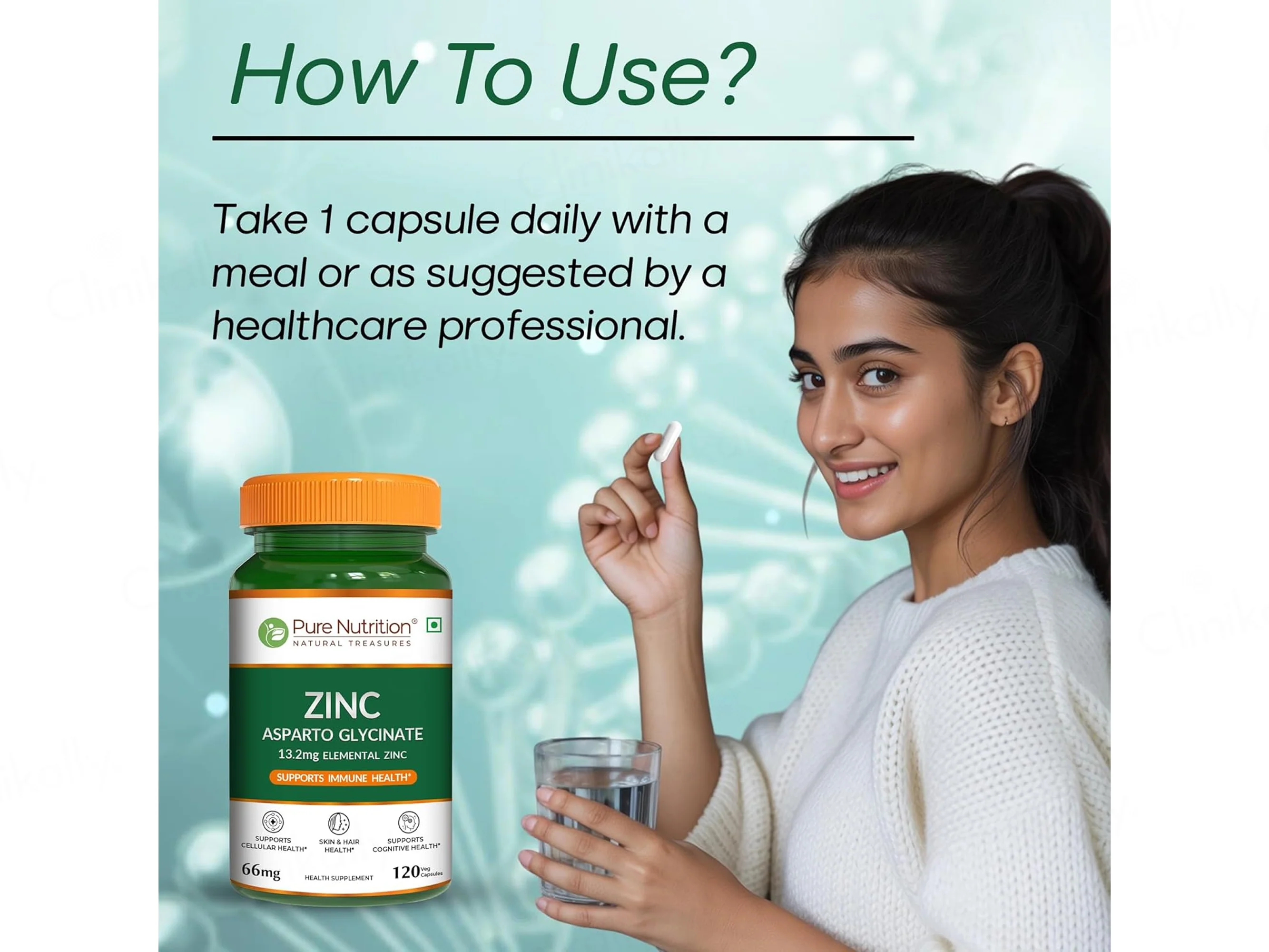 Pure Nutrition Zinc Asparto Glycinate 66mg Veg Capsule - Image 6