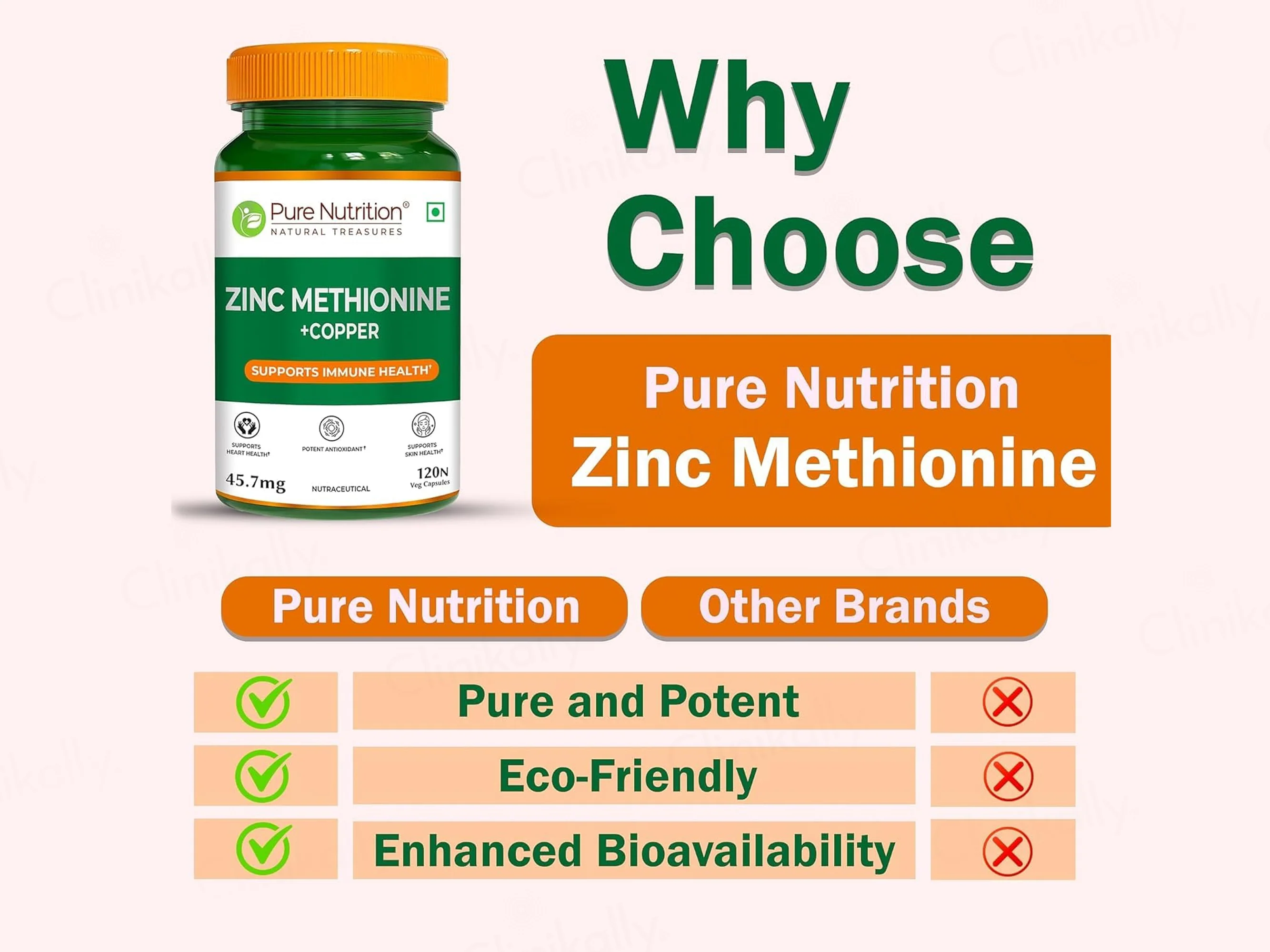 Pure Nutrition Zinc Methionine + Copper 45.7mg Veg Capsule - Image 4