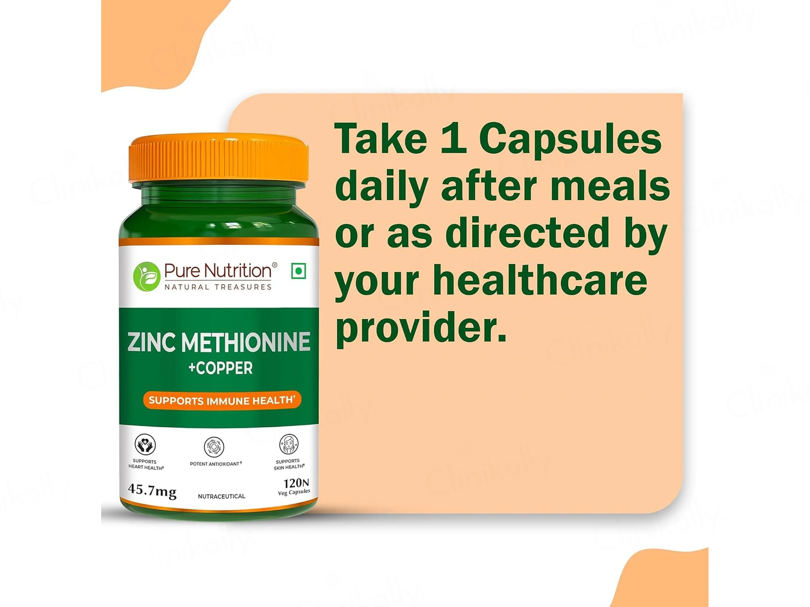 Pure Nutrition Zinc Methionine + Copper 45.7mg Veg Capsule - Image 5
