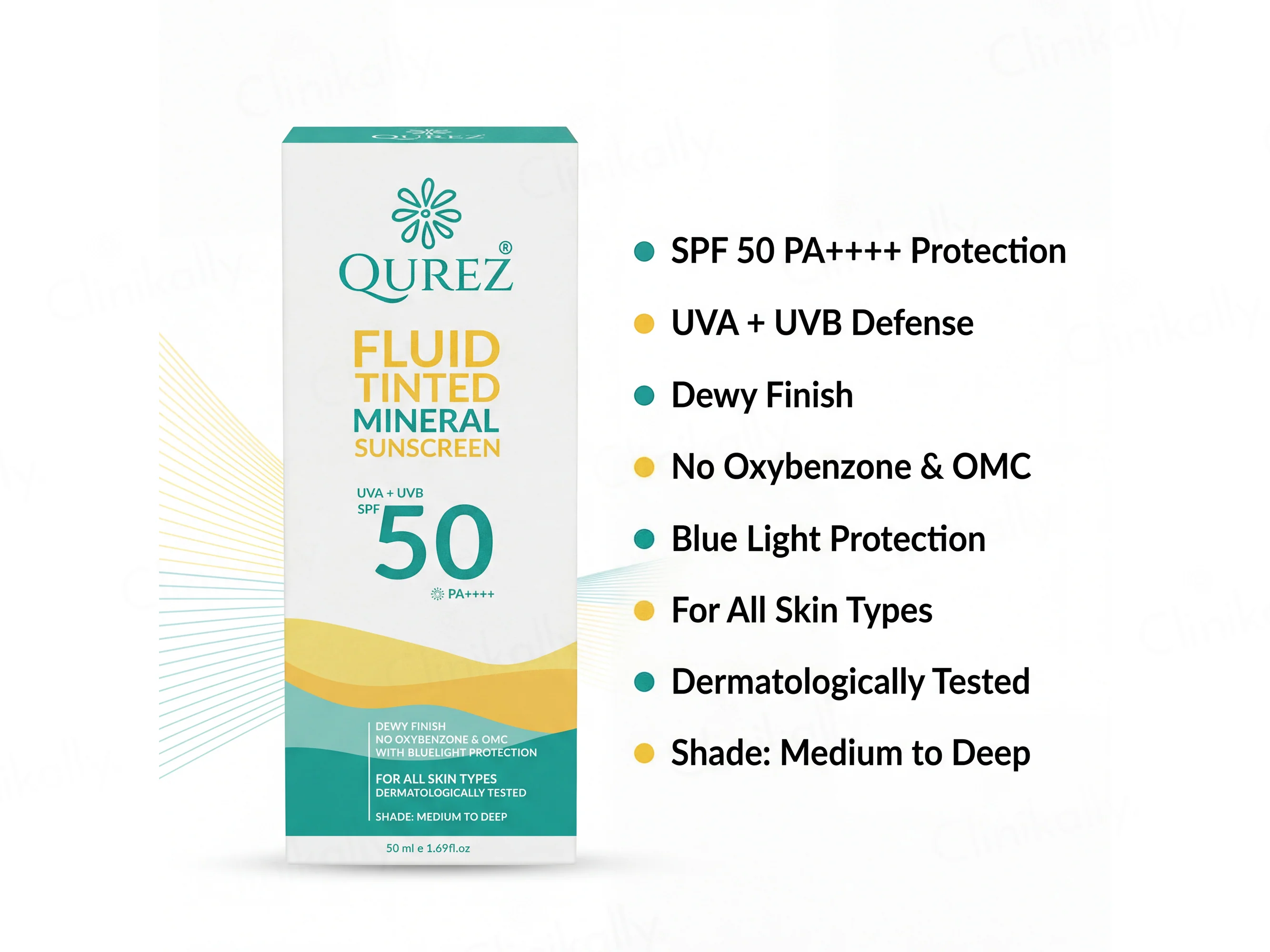 Qurez Fluid Tinted Mineral Sunscreen SPF 50 PA++++ (Medium To Deep) - Image 2
