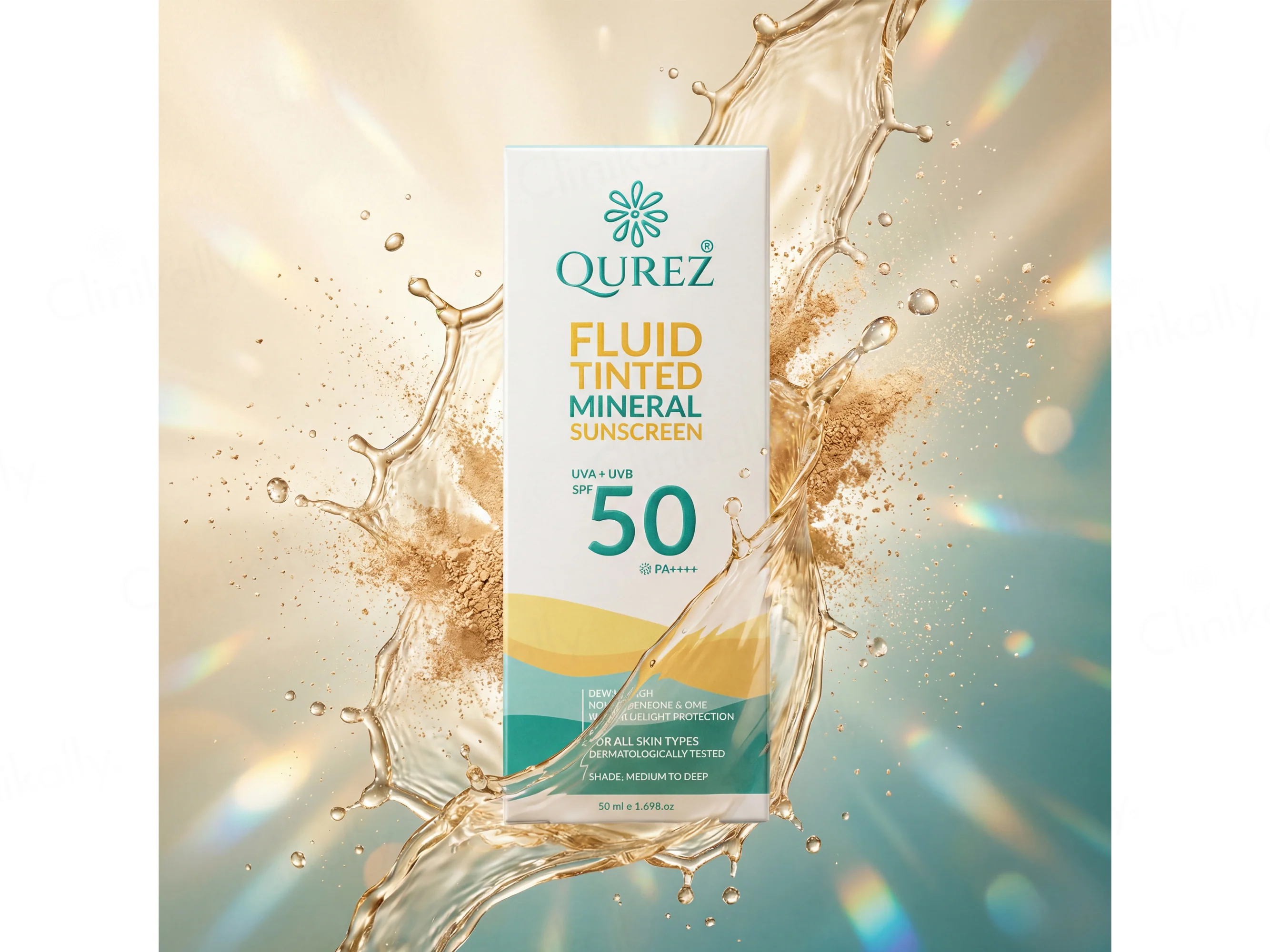 Qurez Fluid Tinted Mineral Sunscreen SPF 50 PA++++ (Medium To Deep) - Image 3