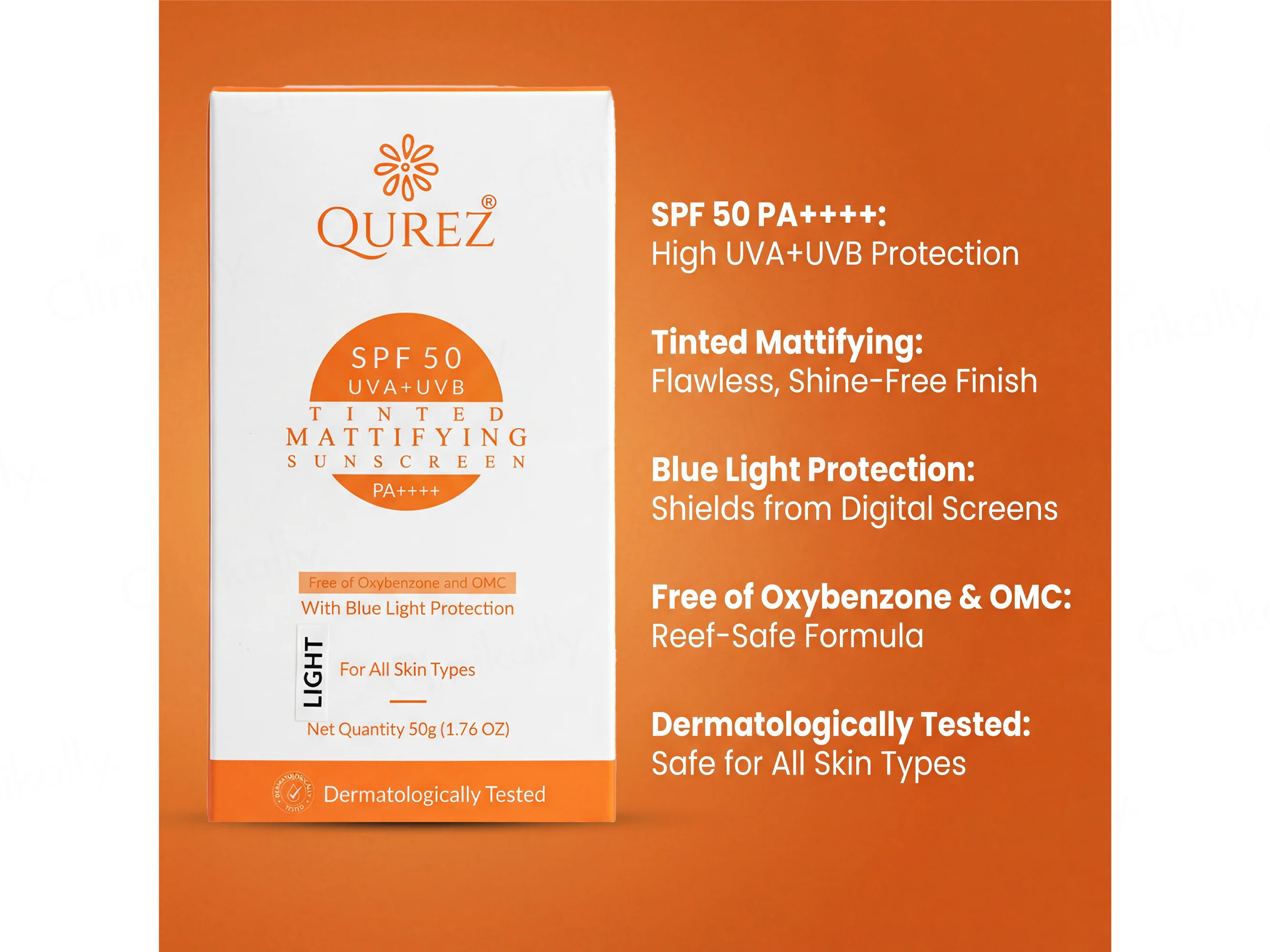 Qurez Tinted Mattifying Sunscreen SPF 50 PA++++ (Light) - Image 2