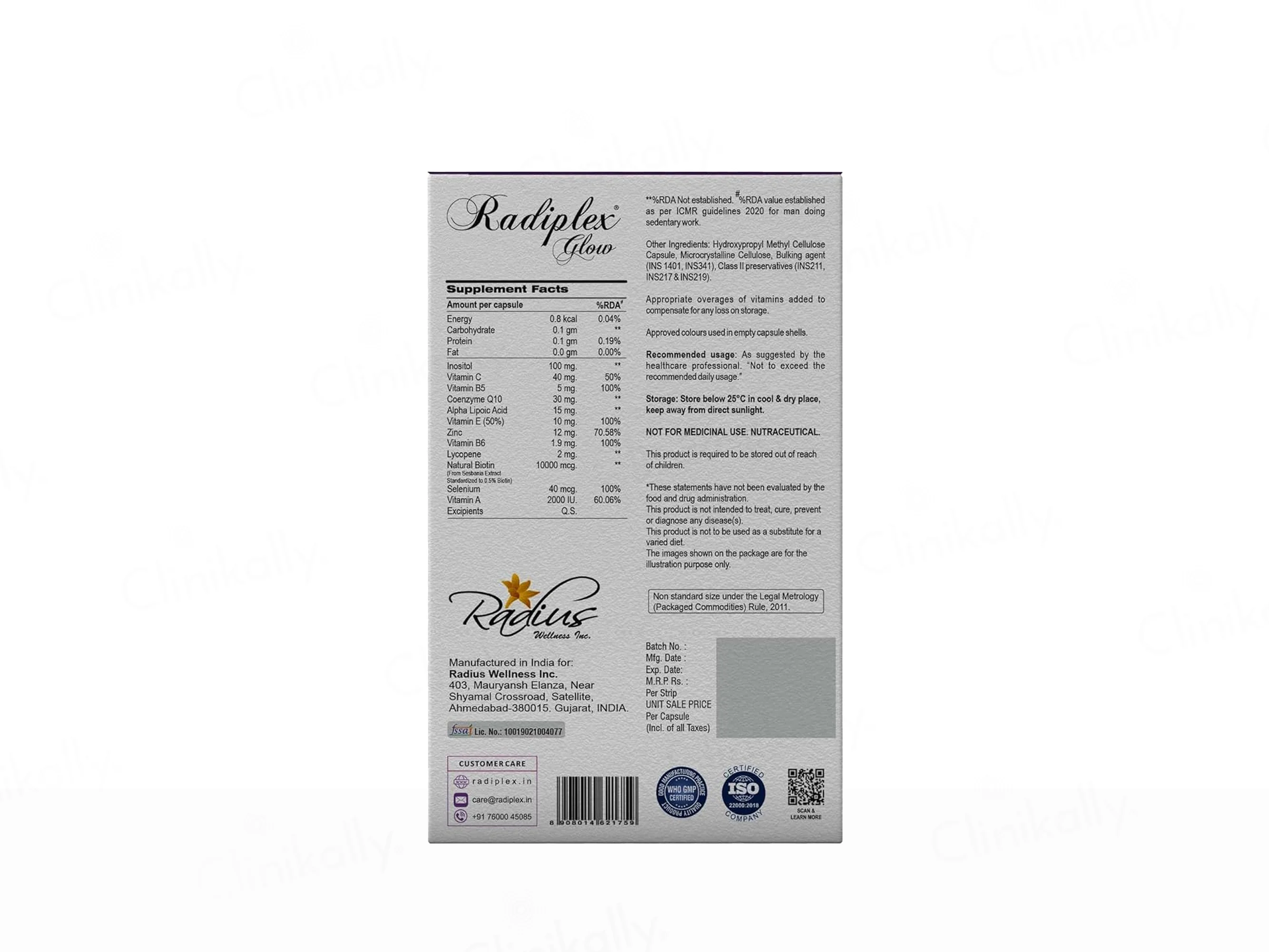 Radiplex Glow Nutraceutical Capsule For Hair, Nail & Skin - Image 2