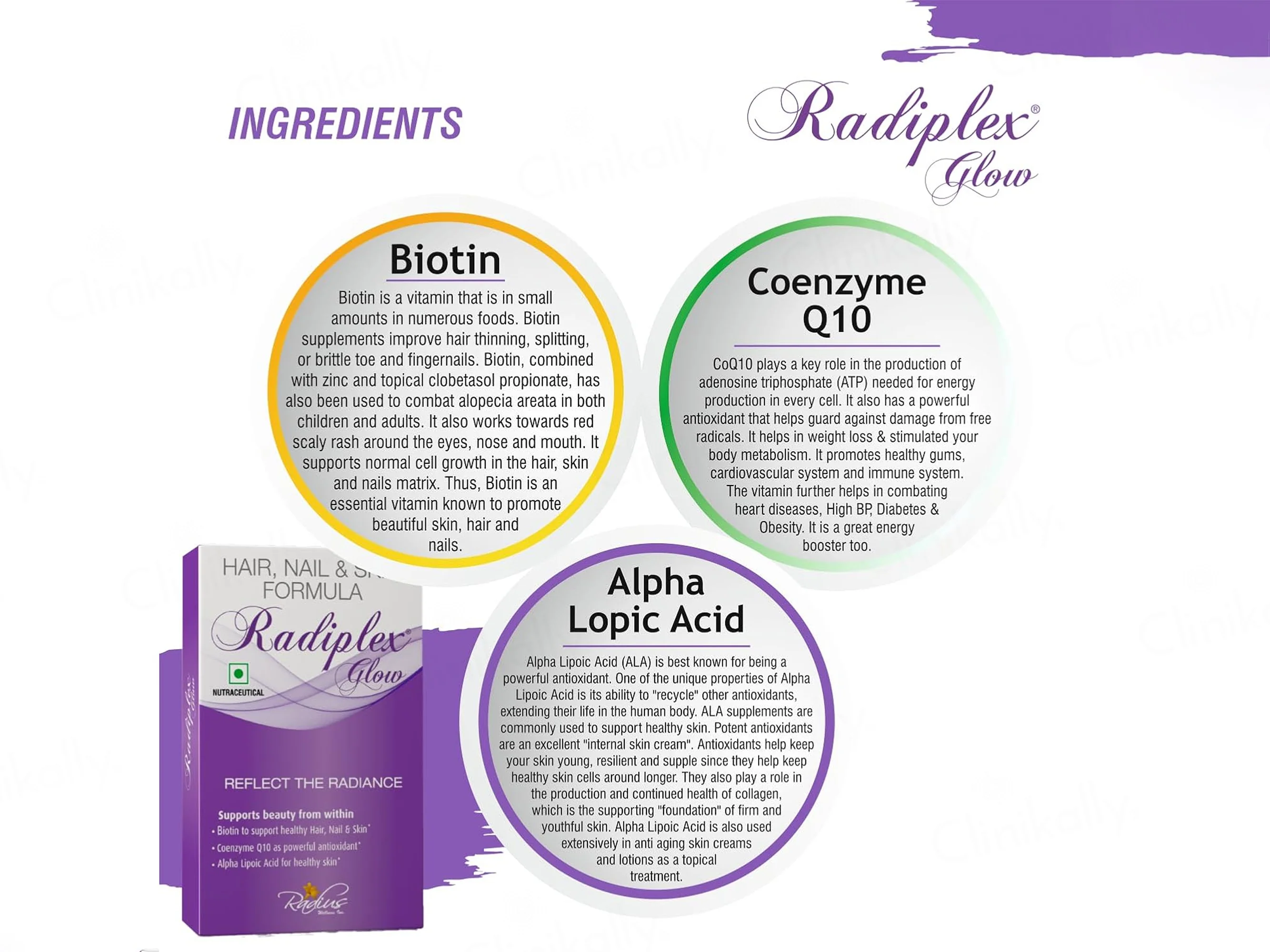 Radiplex Glow Nutraceutical Capsule For Hair, Nail & Skin - Image 3