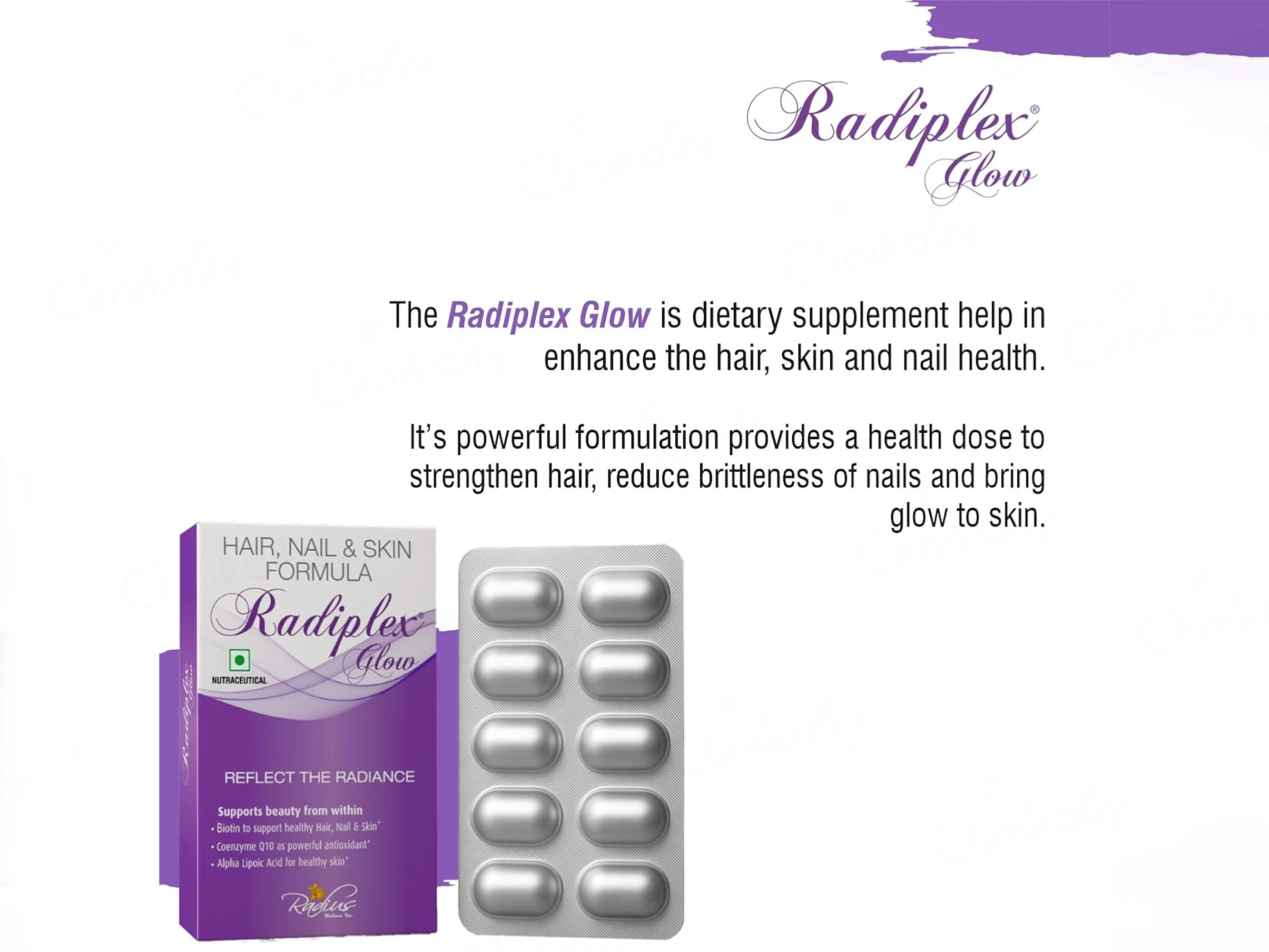 Radiplex Glow Nutraceutical Capsule For Hair, Nail & Skin - Image 5