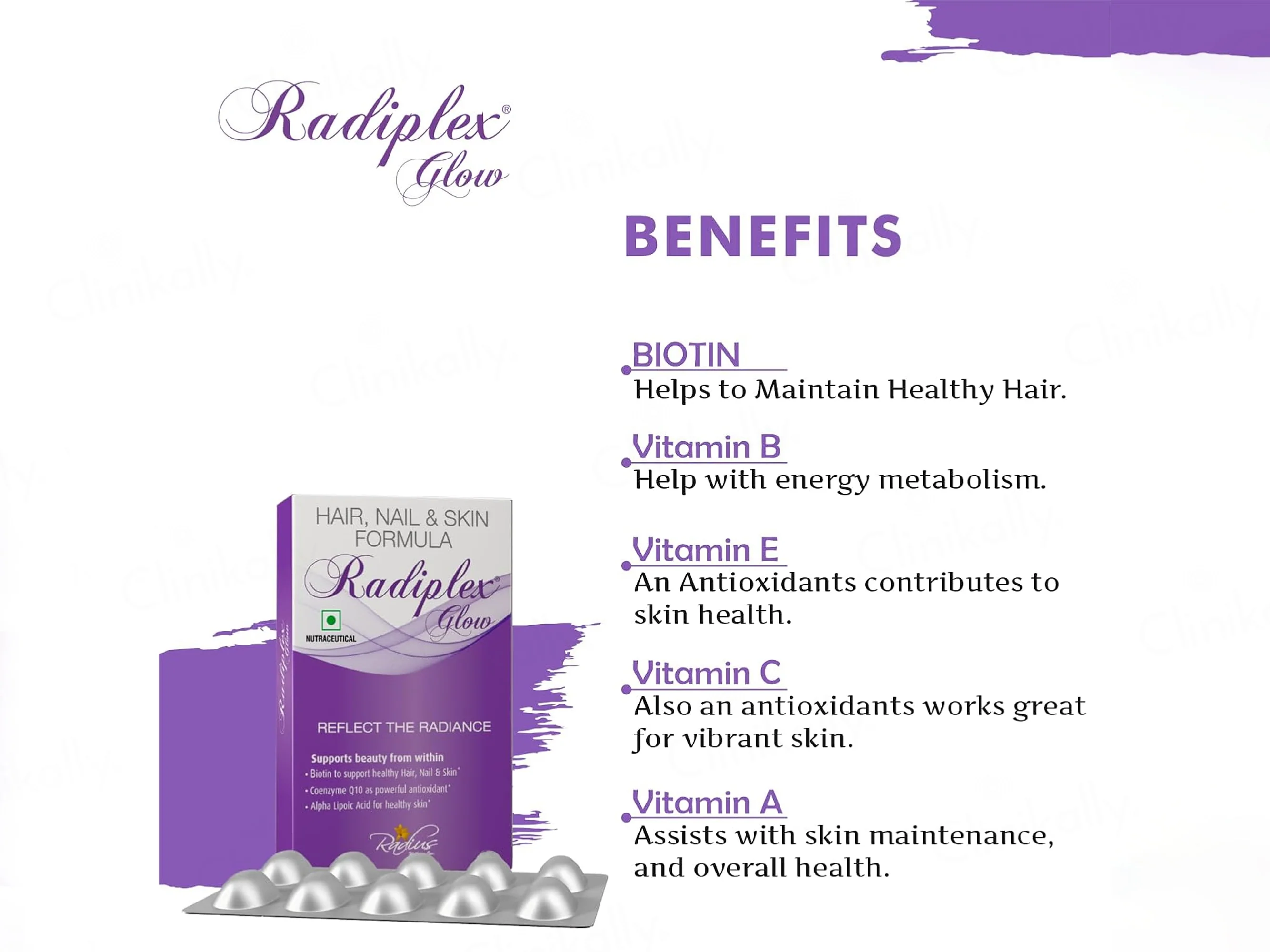 Radiplex Glow Nutraceutical Capsule For Hair, Nail & Skin - Image 6