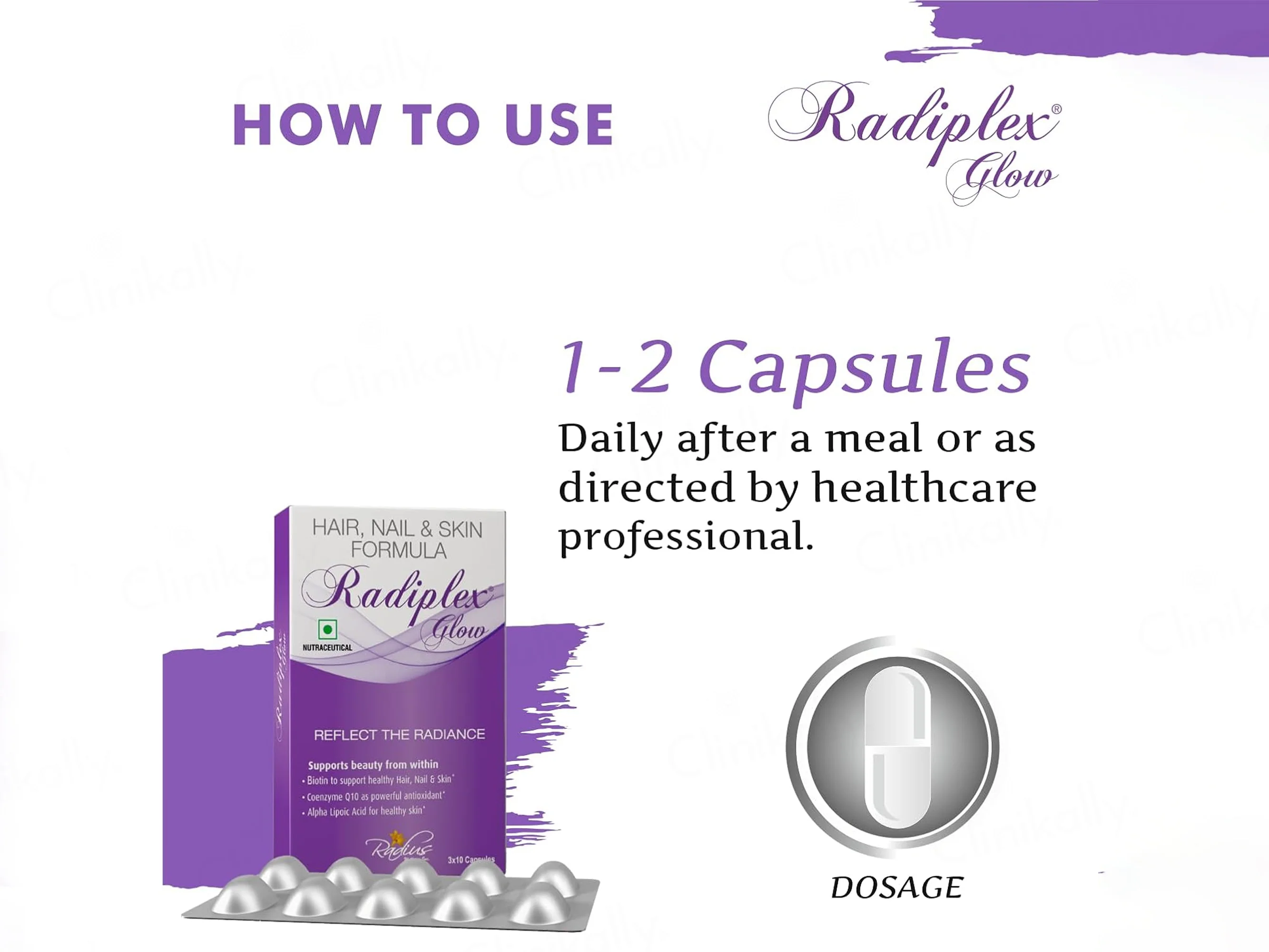 Radiplex Glow Nutraceutical Capsule For Hair, Nail & Skin - Image 8