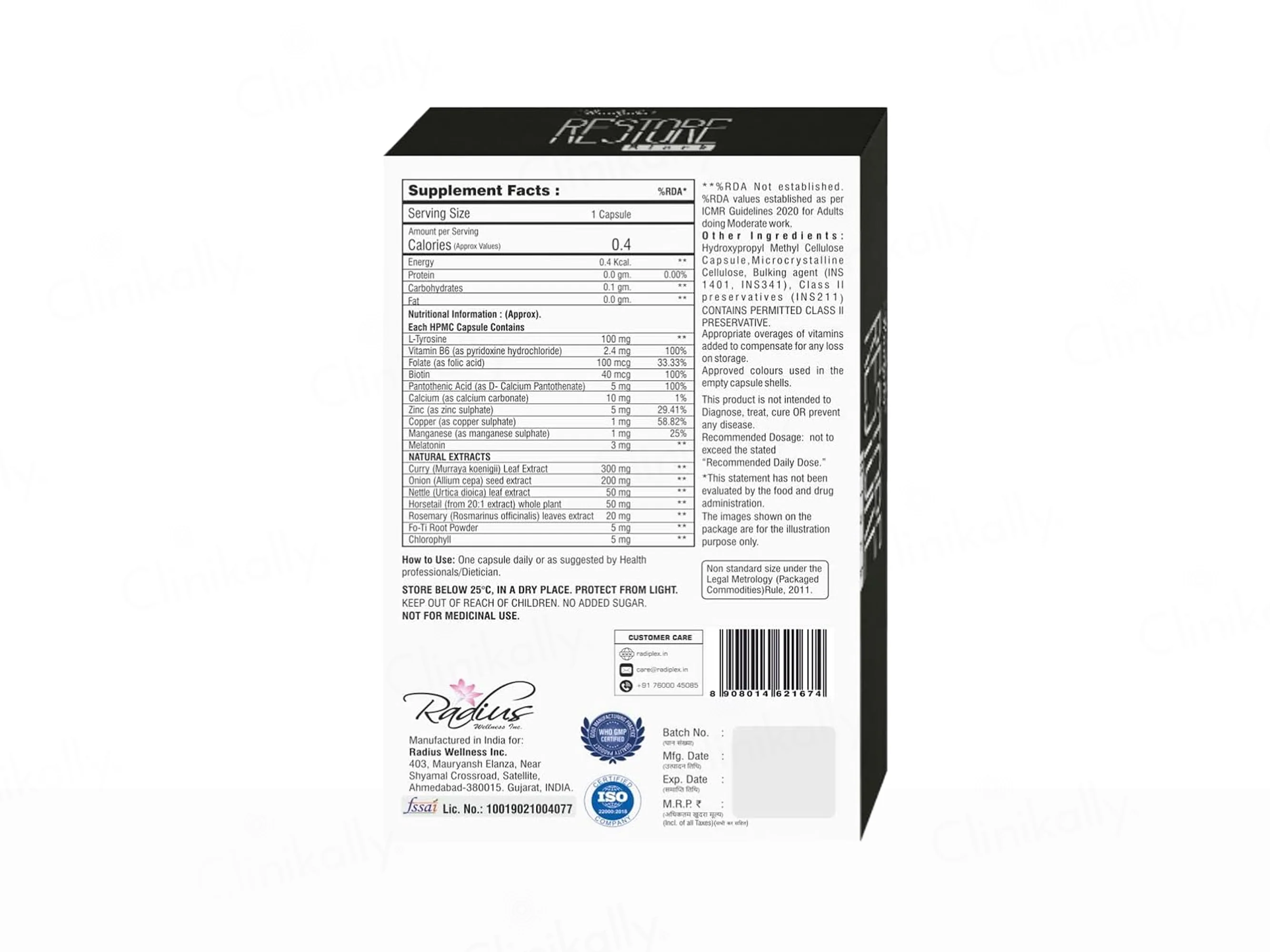 Radiplex Restore Black Molecular Food Supplement Capsule For Hair Pigmentation - Image 2