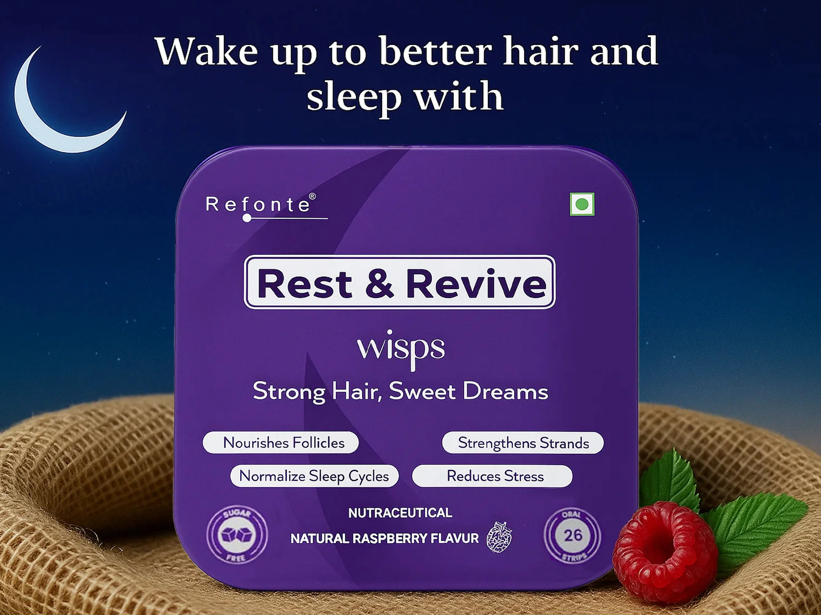 Refonte Rest & Revive Wisps Nutraceutical Oral Strips - Natural Raspberry Flavour - Image 2