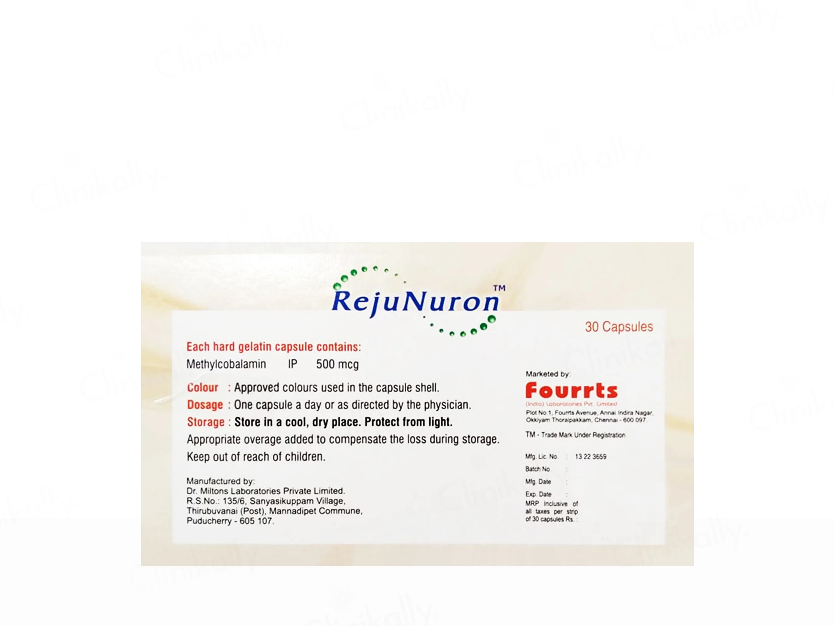 Rejunuron Methylcobalamin 500mcg Capsule - Image 2