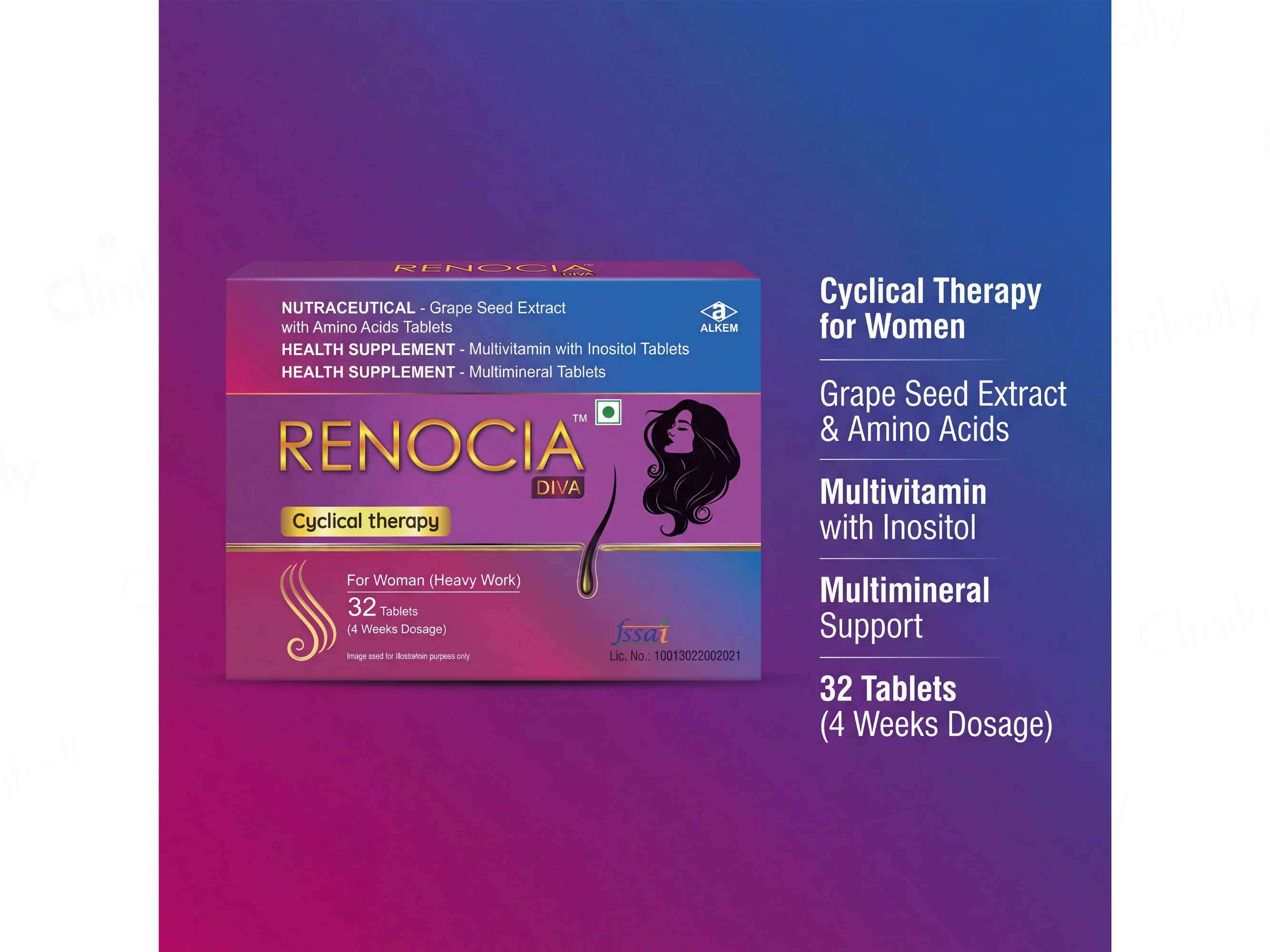 Renocia Diva Hair Cyclical Therapy Nutraceutical Tablet For Women - Image 2