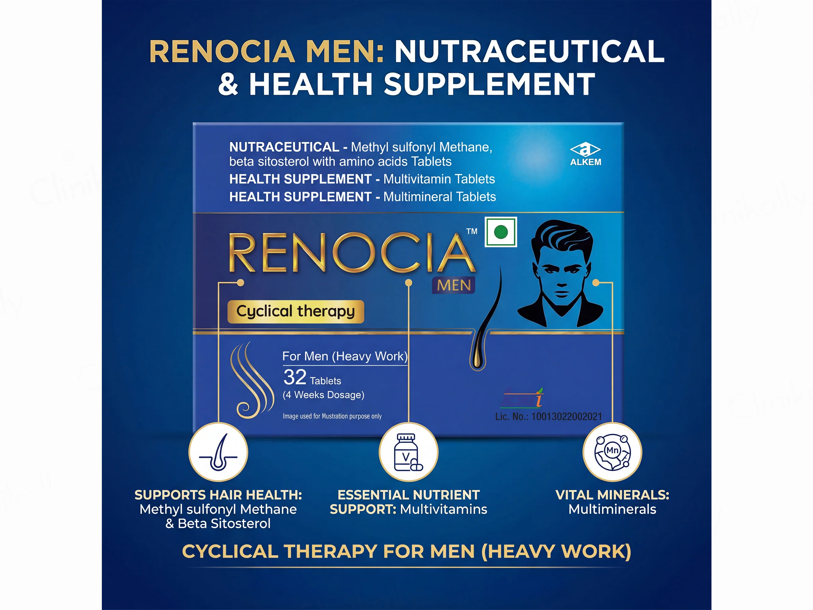 Renocia Men Hair Cyclical Therapy Nutraceutical Tablet For Men - Image 2