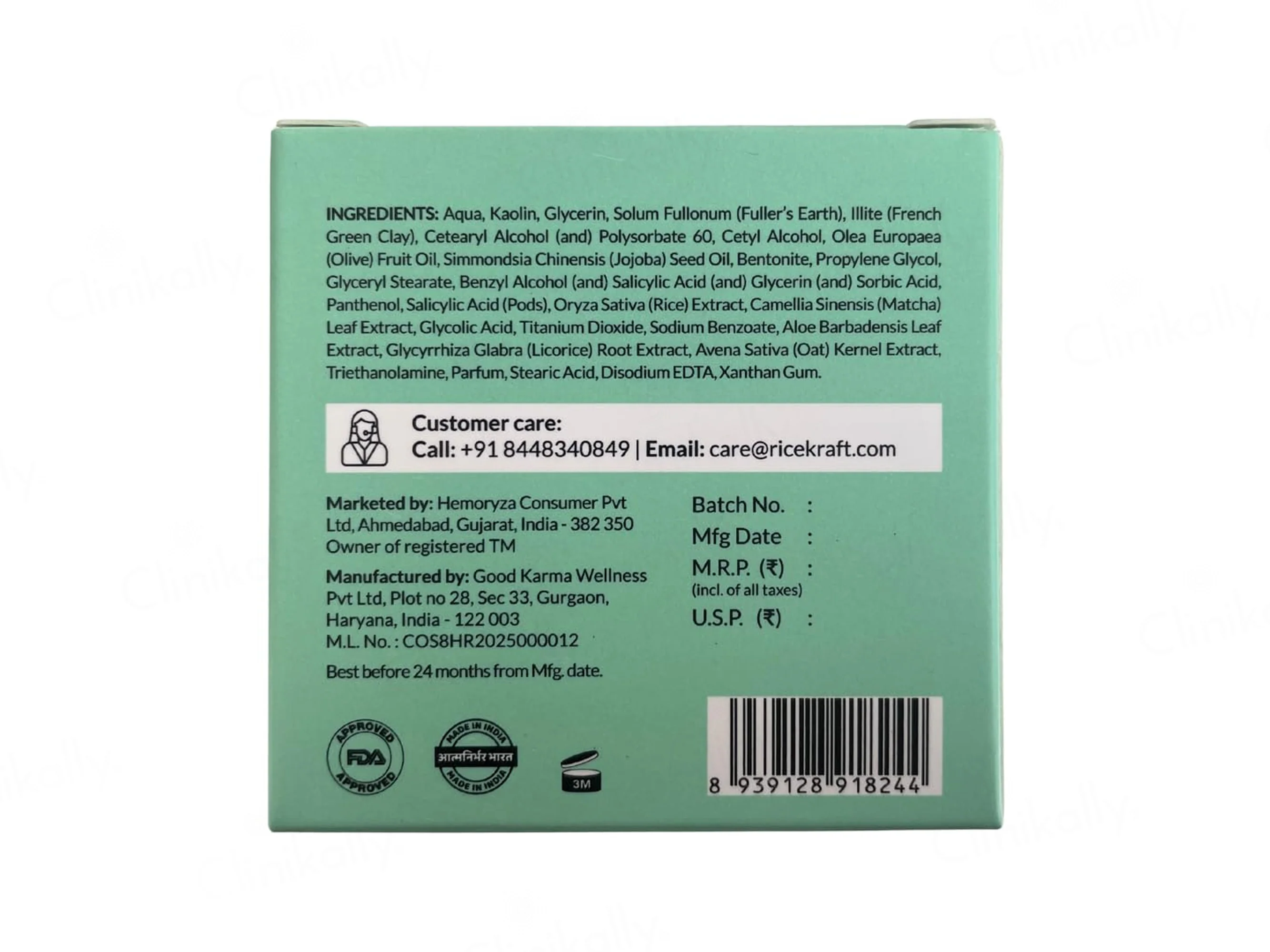 RiceKraft Matcha & Salicylic Pods D-Tan & Acne Care Clay Face Mask - Image 7
