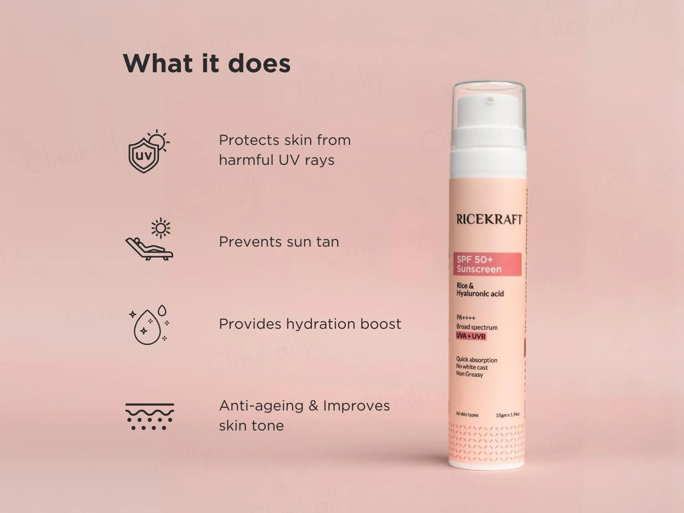 RiceKraft Rice & Hyaluronic Acid Sunscreen SPF 50+ PA++++ - Image 2