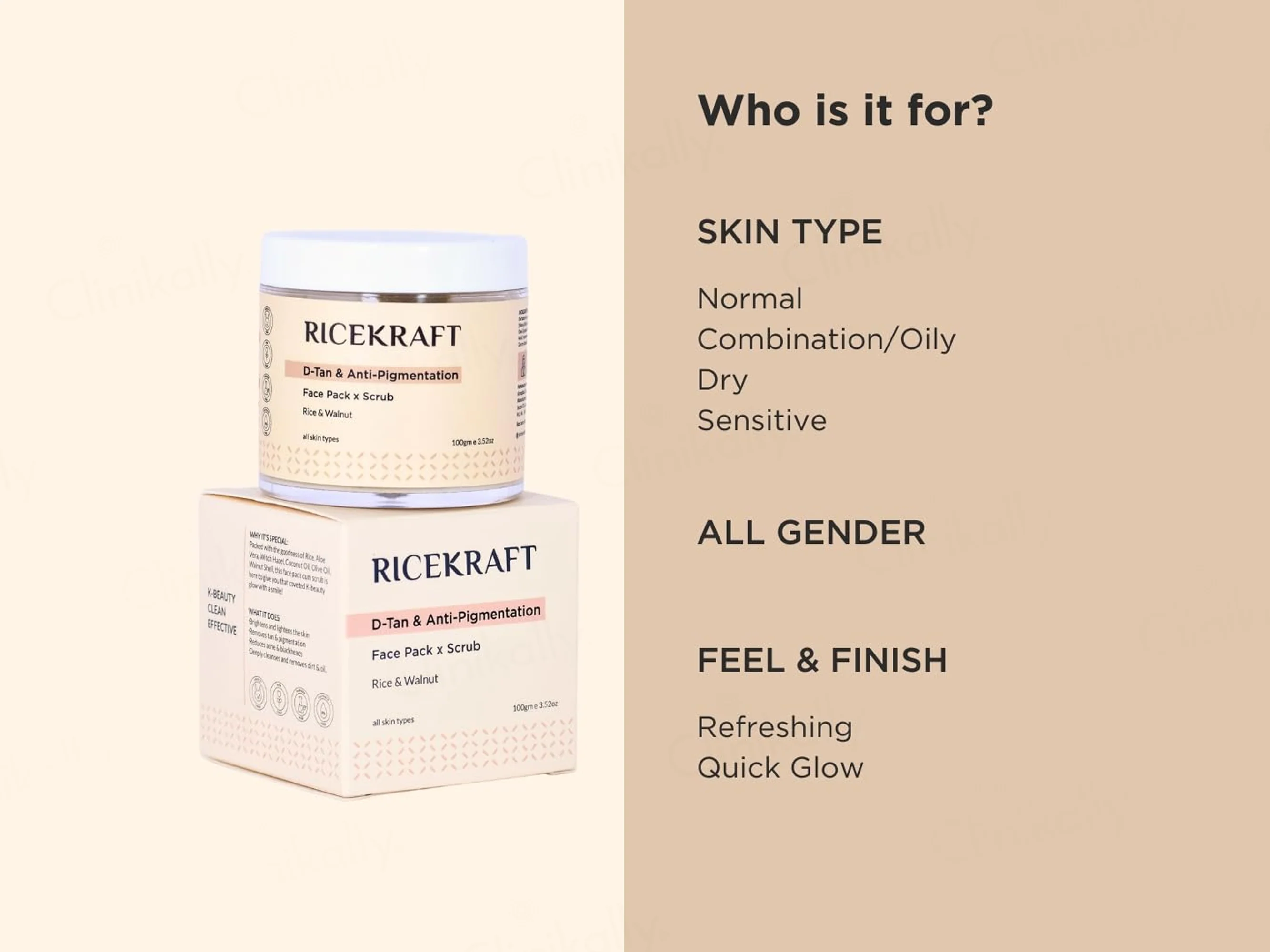 RiceKraft Rice & Walnut D-Tan & Anti-Pigmentation Face Pack & Scrub - Image 6