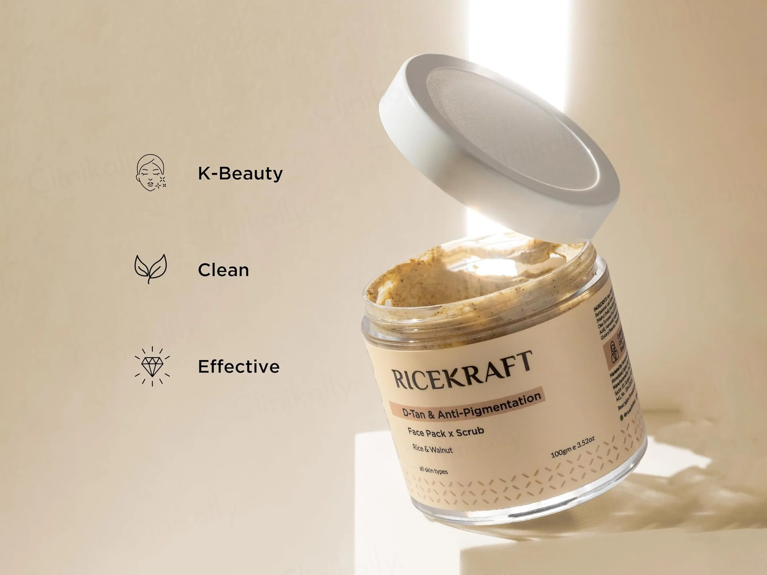 RiceKraft Rice & Walnut D-Tan & Anti-Pigmentation Face Pack & Scrub - Image 7