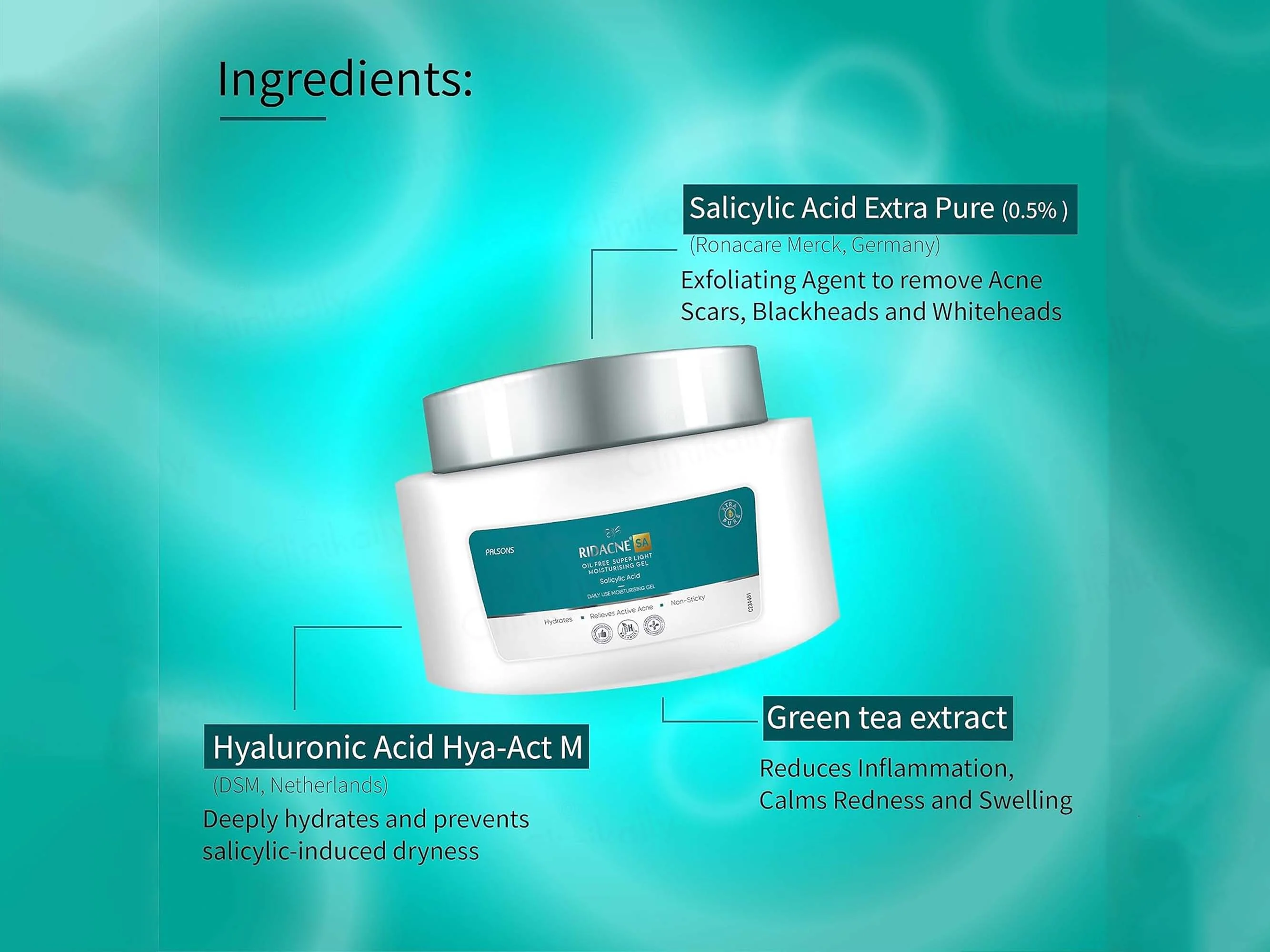 Ridacne SA Oil Free Super Light Moisturising Gel - Image 3