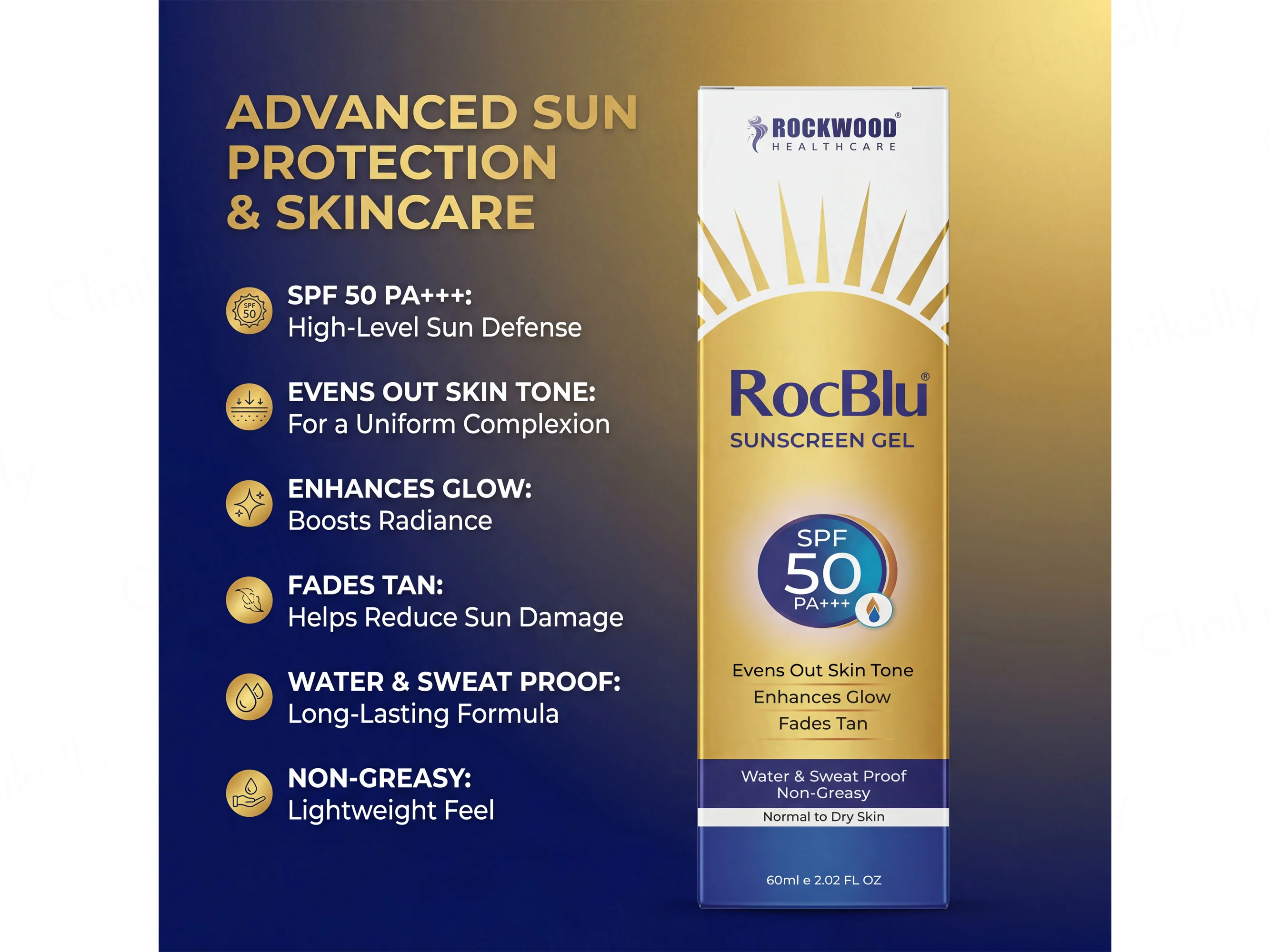 Rocblu Sunscreen Gel SPF 50 PA+++ - Image 2