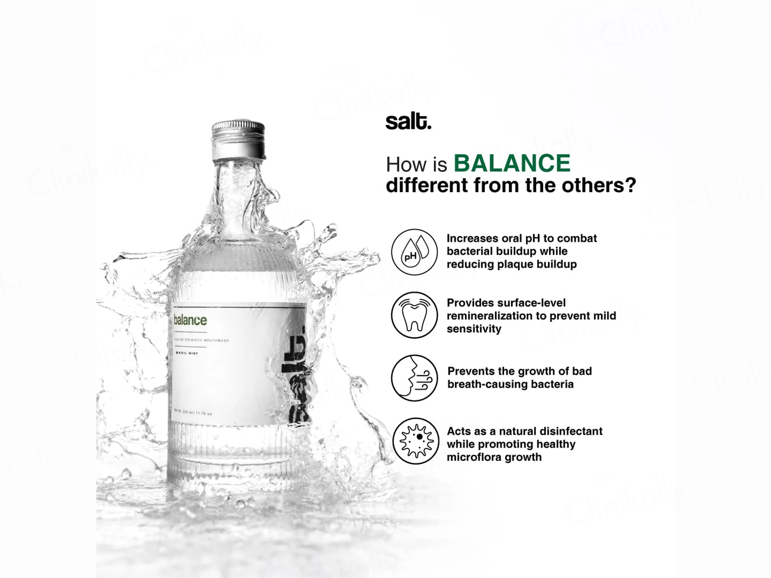 Salt. Balance Alkaline Probiotic Mouthwash - Basil Mint - Image 3
