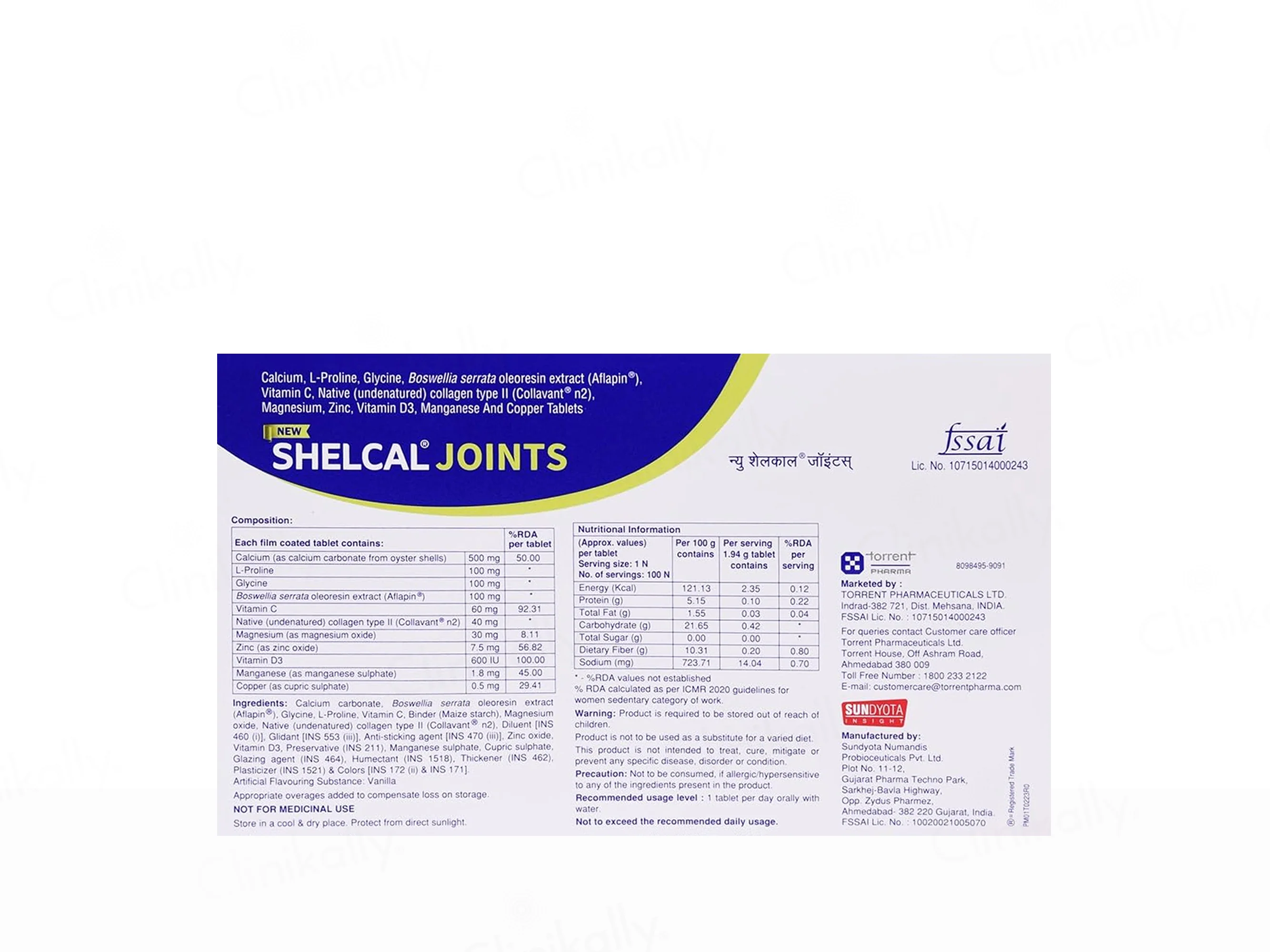 Shelcal Joints Nutraceutical Tablet For Adults - Image 2