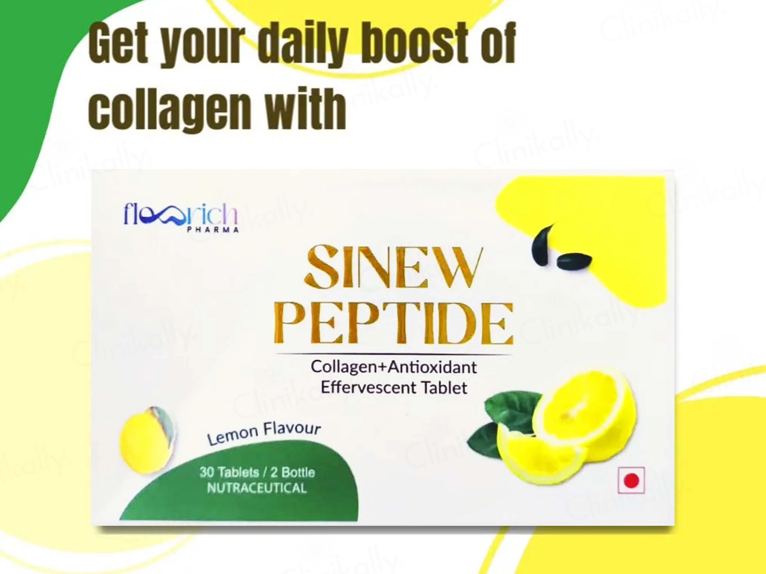 Sinew Peptide Collagen + Antioxidant Effervescent Tablet - Lemon Flavour - Image 2