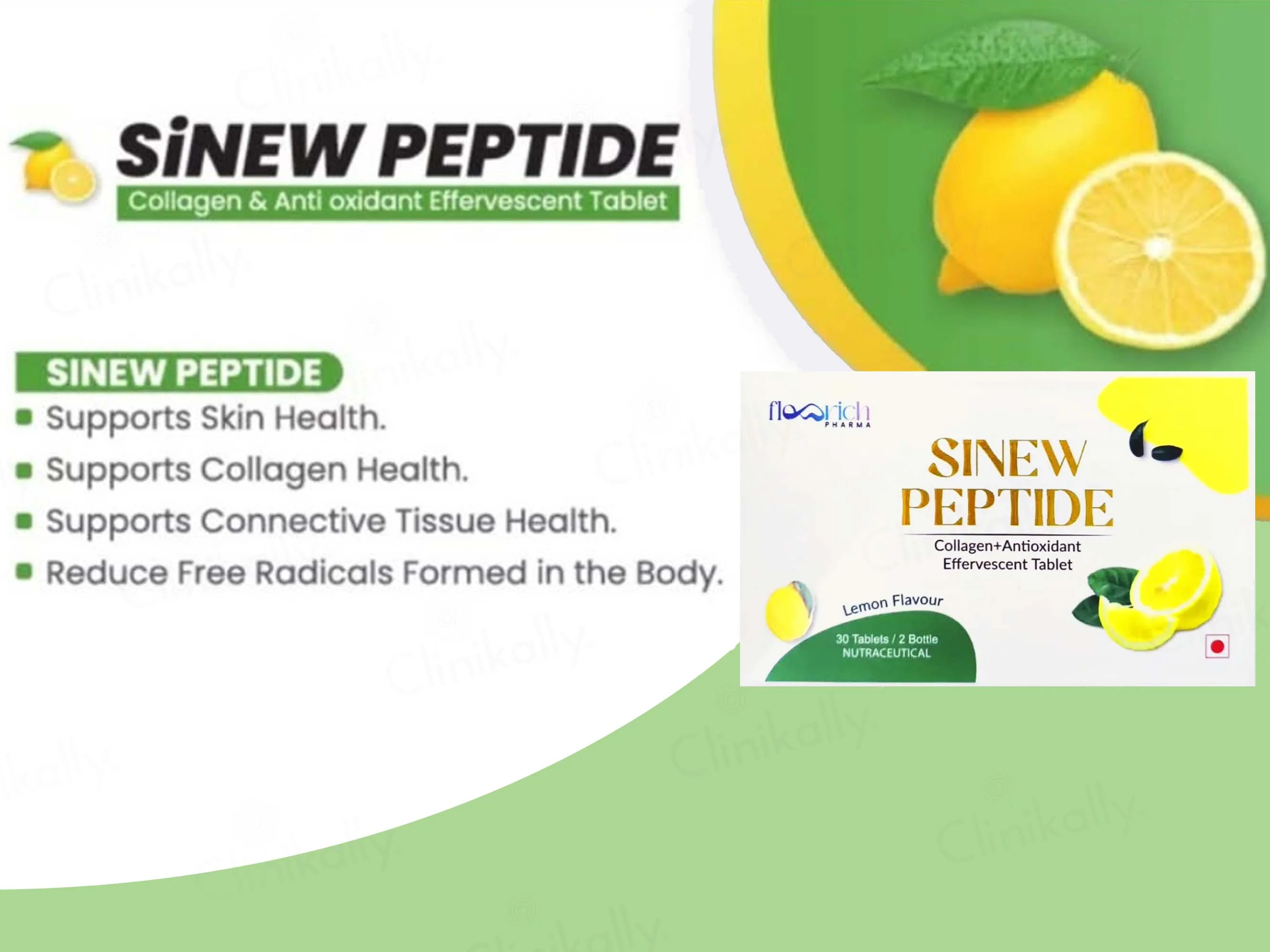 Sinew Peptide Collagen + Antioxidant Effervescent Tablet - Lemon Flavour - Image 3